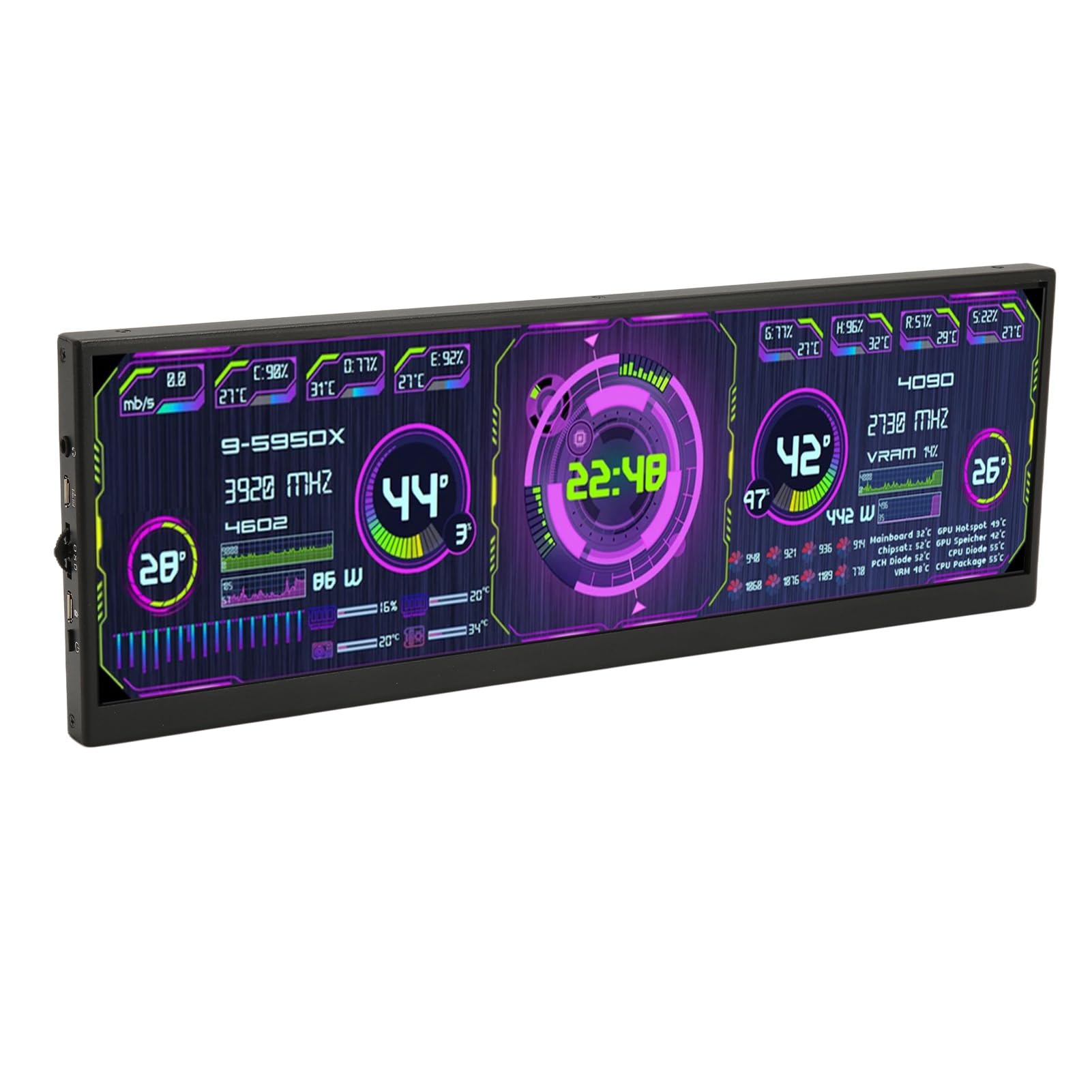Tbest 64 Sub CPU GPU DisplayCuter Case - 12.7 Inch Portable 4K 120Hz IPS Monitor with SnFHD Second Screen | HD Multimedia Interface for Laptop | Perfect for Gaming, Video Editing & Multi-Tasking