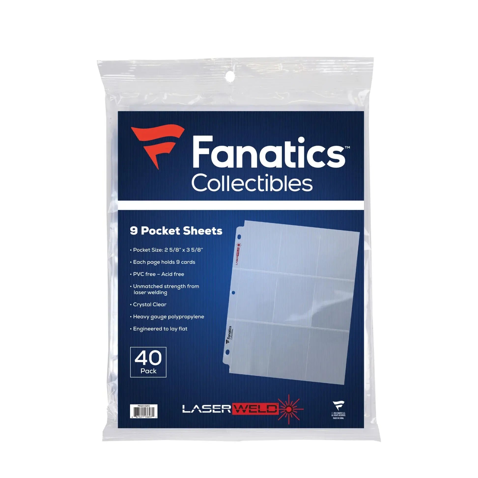 Fanatics 9-Pocket Trading Card Binder Pages - Premium Clear PVC Sleeves for Sports Cards, Pokemon, MTG & Collectibles - Perfect for Organizing, Displaying & Protecting Your Valuable Card Collection