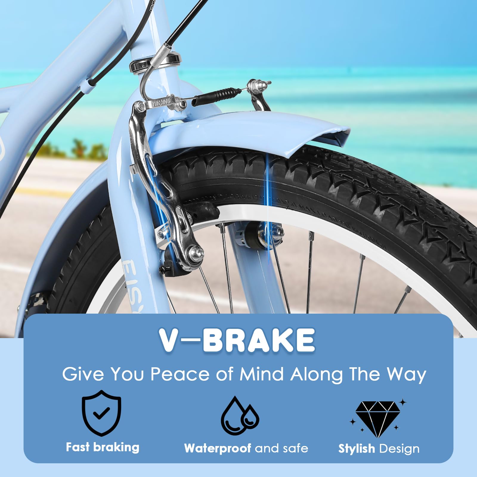 26 Inch Women's Beach Cruiser Bike - 7 Speed Hybrid Cruiser Bicycle for Adults, Lightweight Frame with Anti-Skid Tires, Easy Assembly - Perfect for Coastal Rides, City Commuting & Leisure Cycling