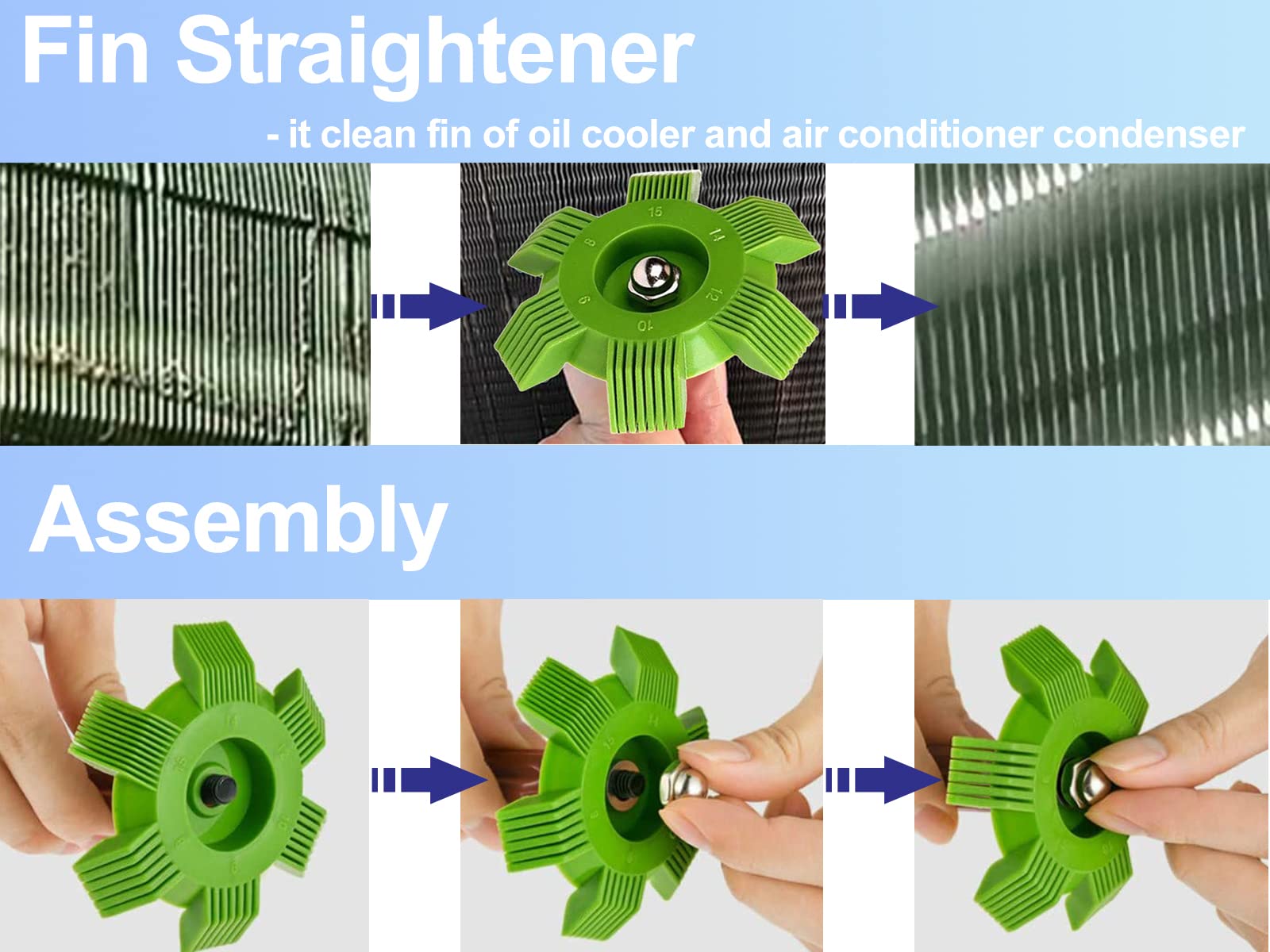 6 in 1 Air Conditioner Cleaning Kit - Stainless Steel AC Coil Fin Straightener, Refrigerator Fin Cleaner, Window Blind Brush & Cleaning Tools for Home HVAC Maintenance (Ideal for AC Units, Fridges & Window Blinds)
