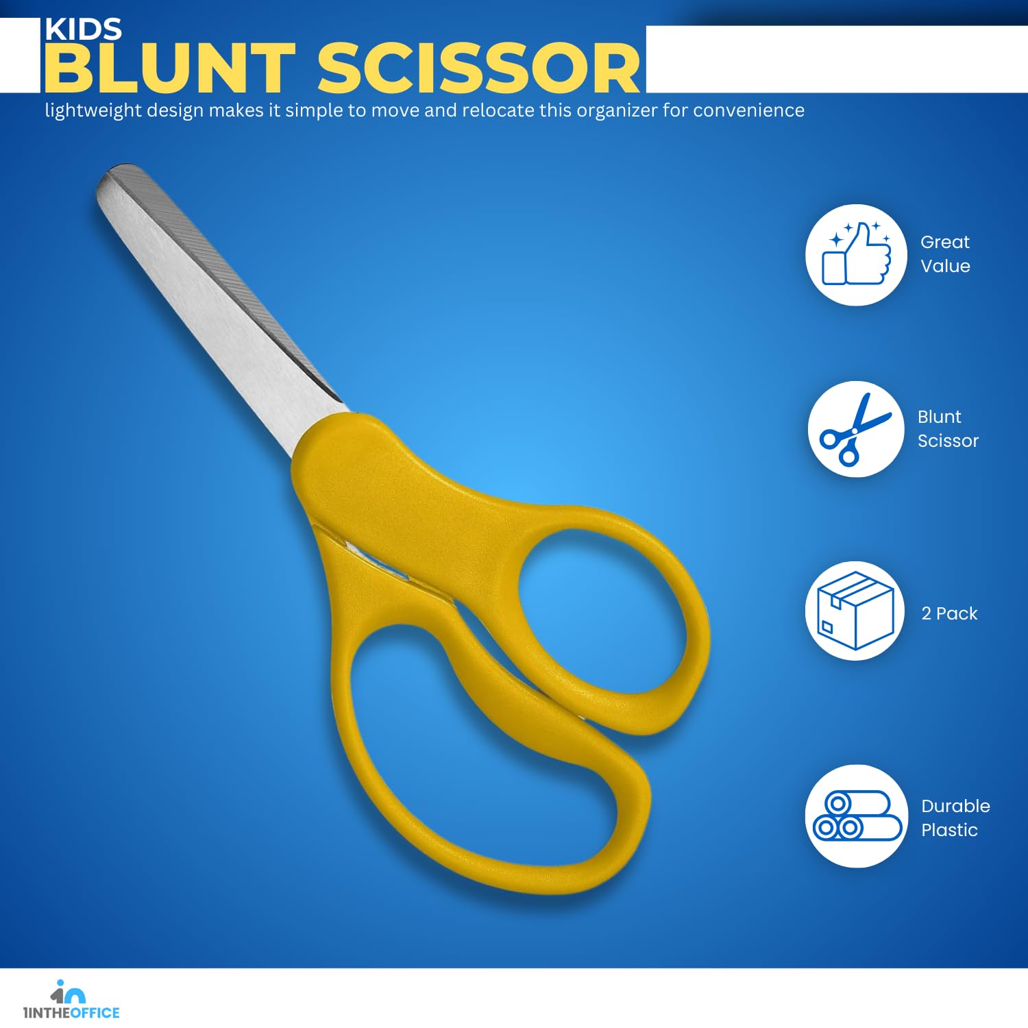 Blunt Tip Safety Scissors for Kids - 2 Pack Child-Sized School Scissors | Perfect for Classroom, Arts & Crafts, Paper Cutting Projects