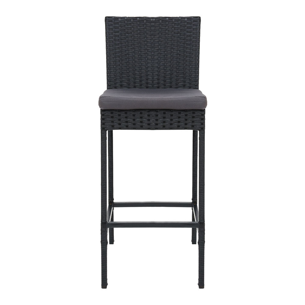 4-Piece Outdoor Bar Stool Set - Rattan Dining Chairs for Patio, Garden, Poolside & Backyard - Weather-Resistant Wicker Bar Height Stools for Outdoor Entertaining