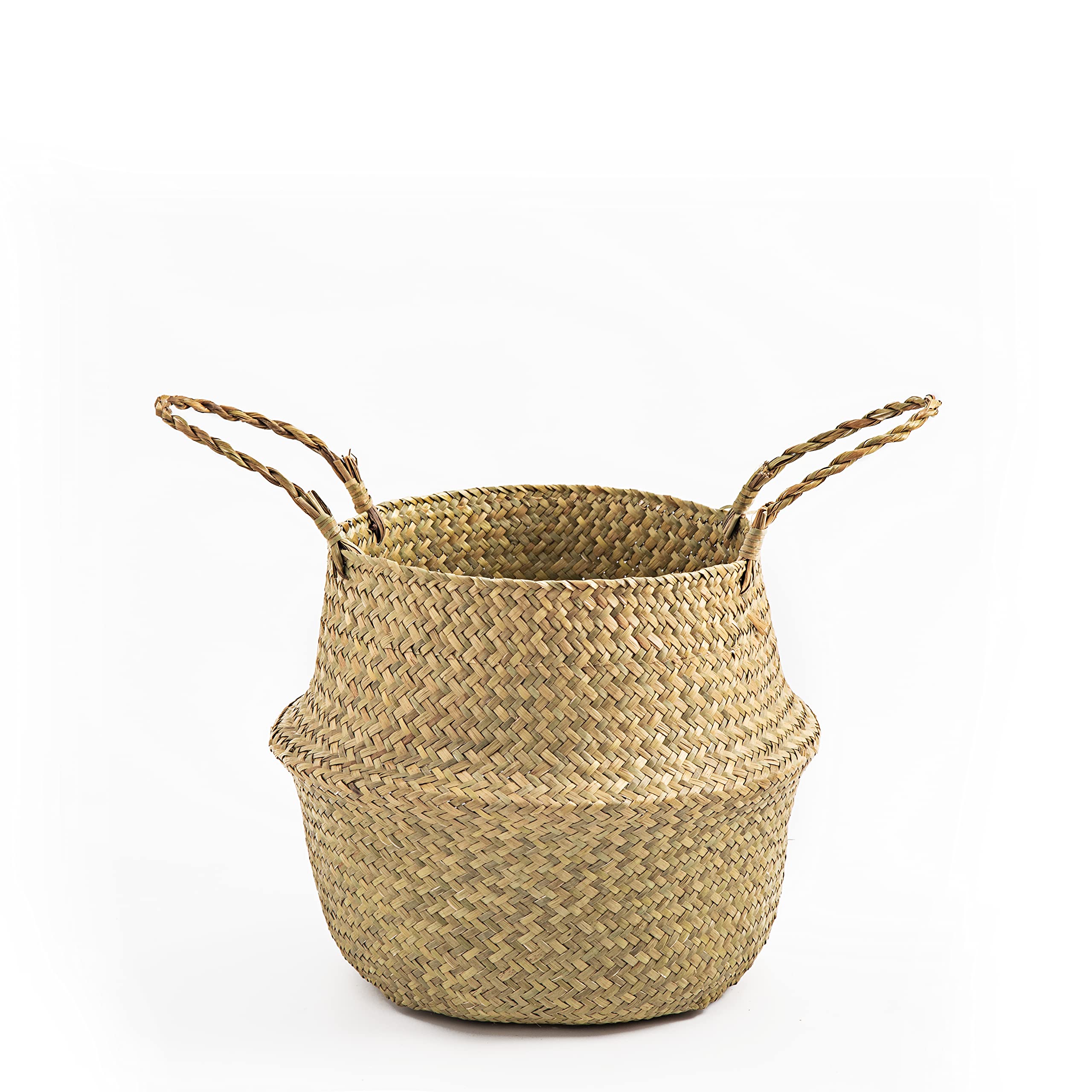 Natural Seagrass Belly Basket - Handwoven Storage Basket for Plants, Picnic, Groceries & Home Decor | Eco-Friendly Indoor & Outdoor Use (XS, Original) | Perfect for Organizing, Gifting & Boho Style Decor