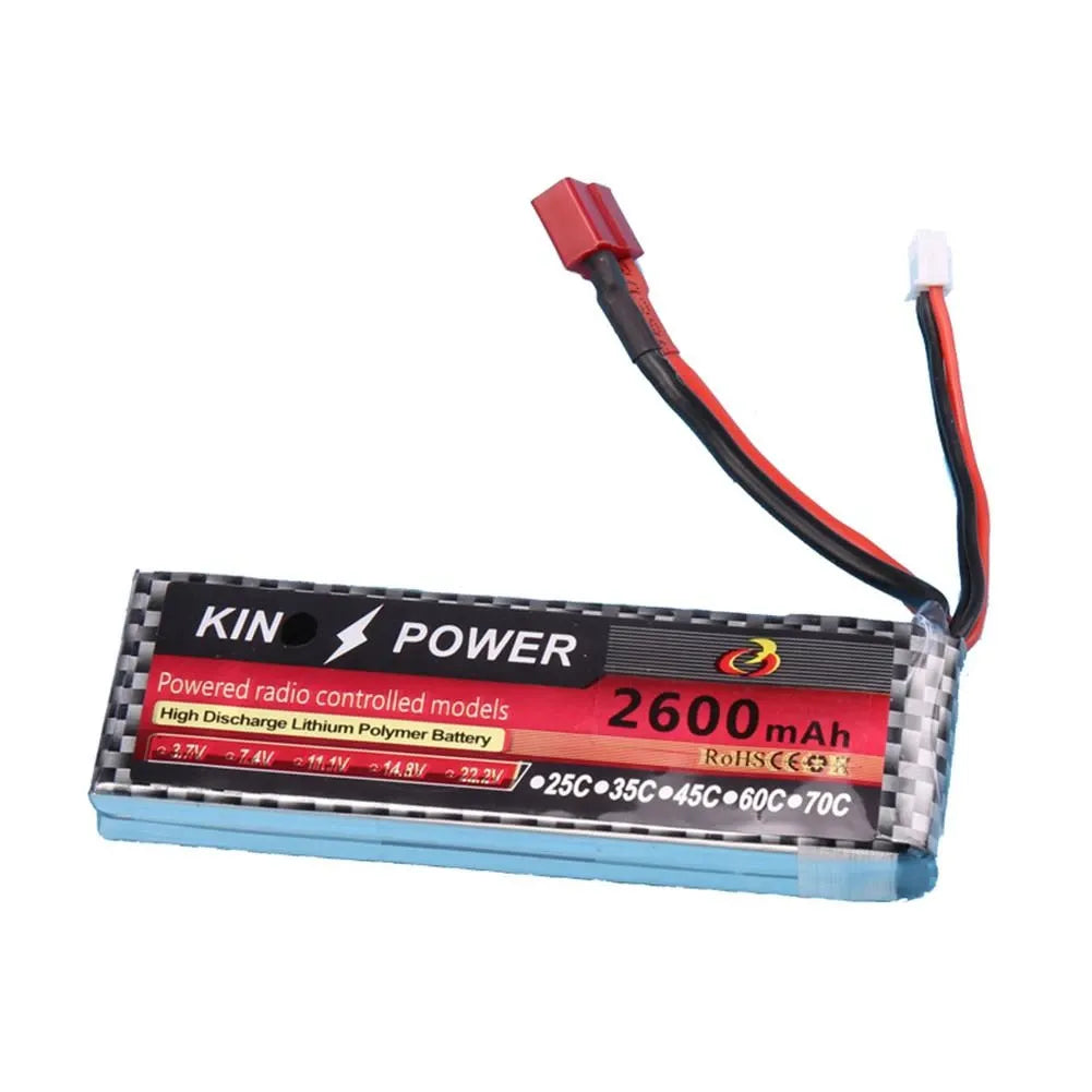 Upgrade 7.4V 2600mAh LiPo Battery with T Plug for WLtoys 144001 124019 104001 124016 124017 1/14 Scale RC Cars - Perfect for Off-Road Racing & Drift Performance