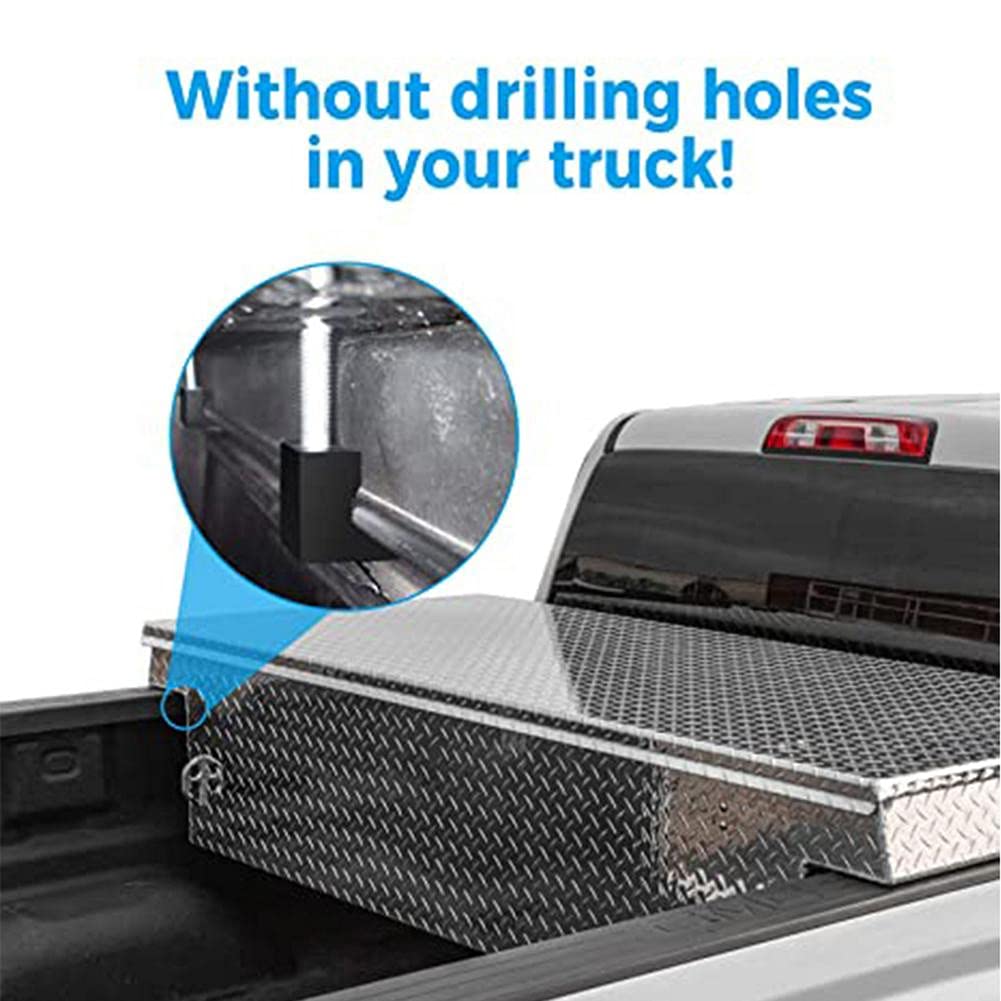 4pcs Aluminum J-Shaped Truck Tool Box Mounting Clips - Heavy Duty Tie Downs for Pickup Toolbox, Secure Cross Fixing Device, Durable Auto Parts for Off-Road & Work Trucks