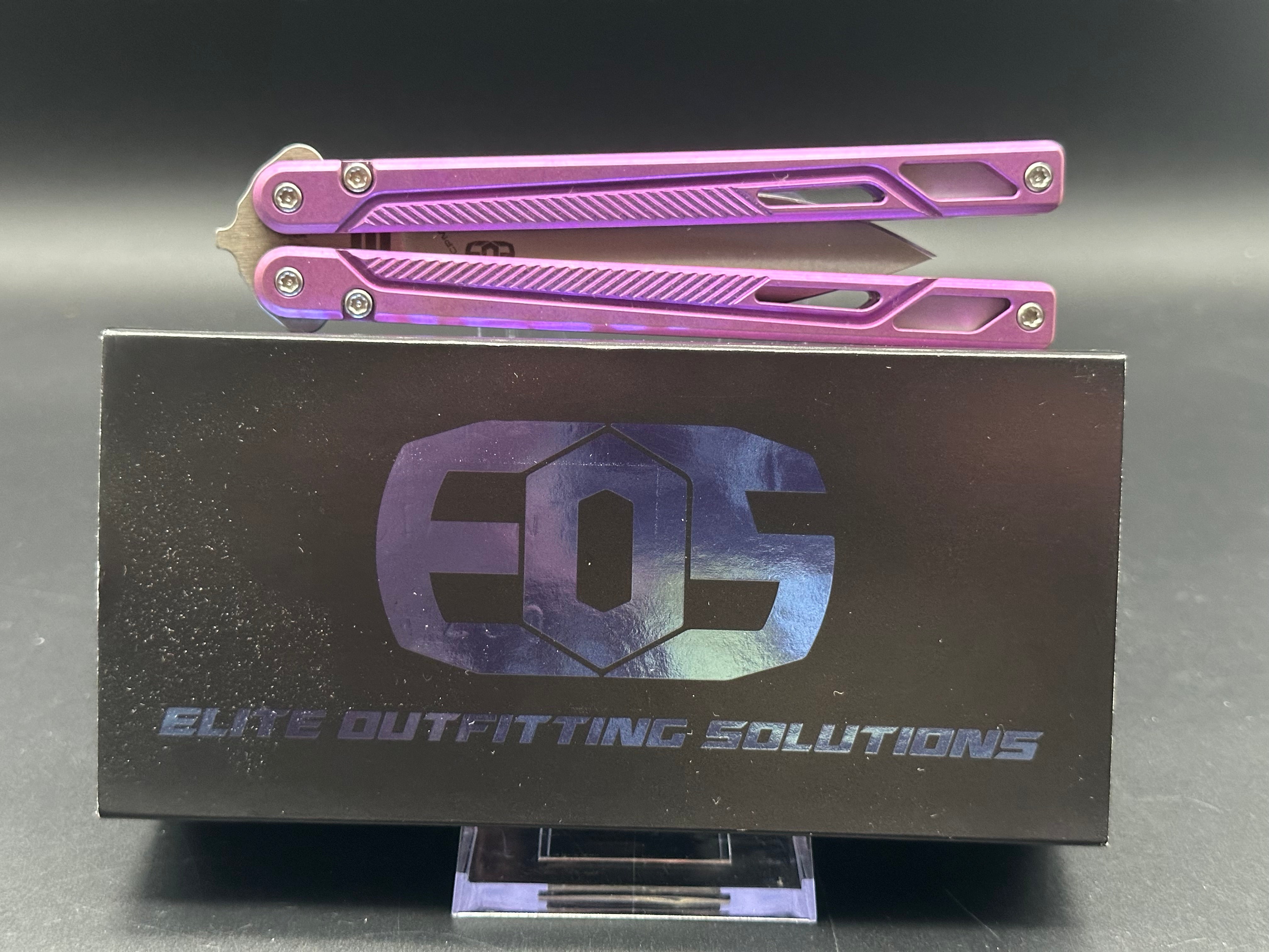 EOS Serpent Purple Titanium Balisong Knife with CPM S30V Spear Point Blade - Perfect for Flipping Tricks, Collecting, and Outdoor Adventures