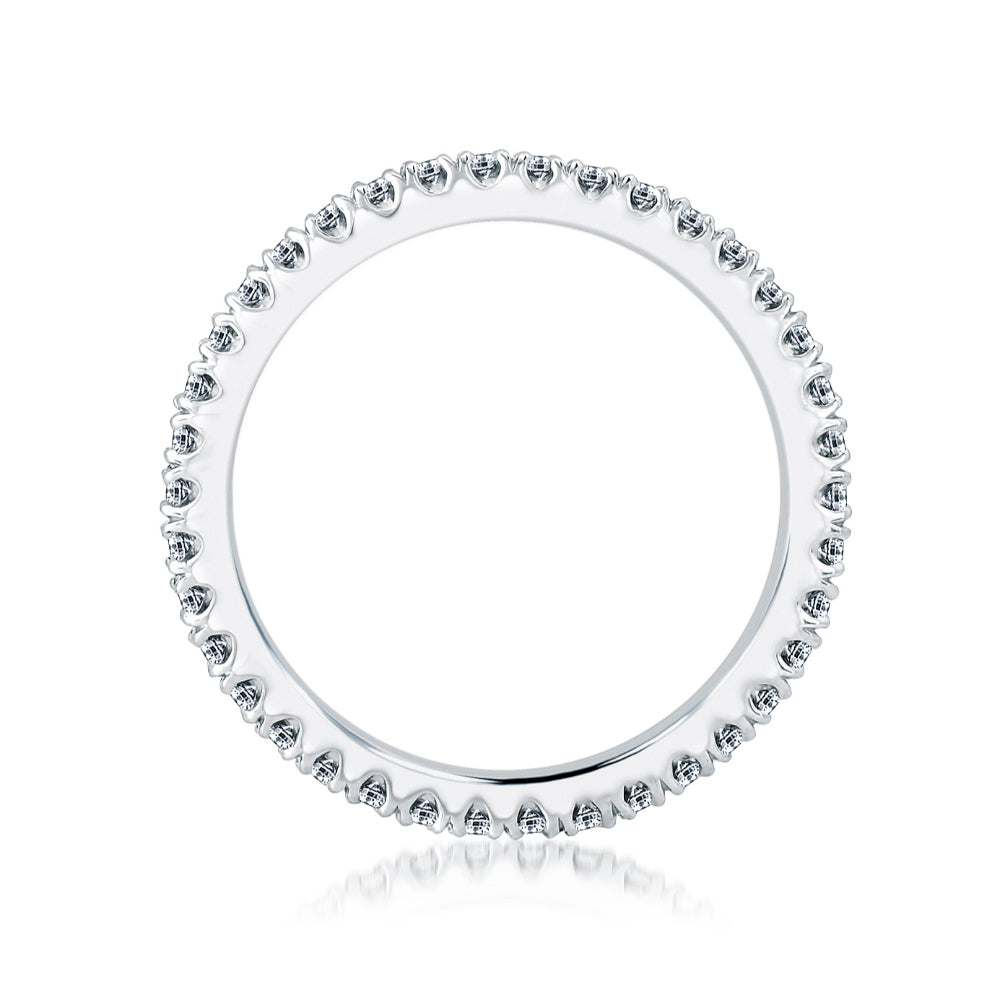 A. JAFFE Classic Half Diamond Pave Wedding Band with Quilted Interior - Elegant Diamond Engagement Ring for Women, Perfect for Bridal Jewelry, Anniversary Gifts & Special Occasions