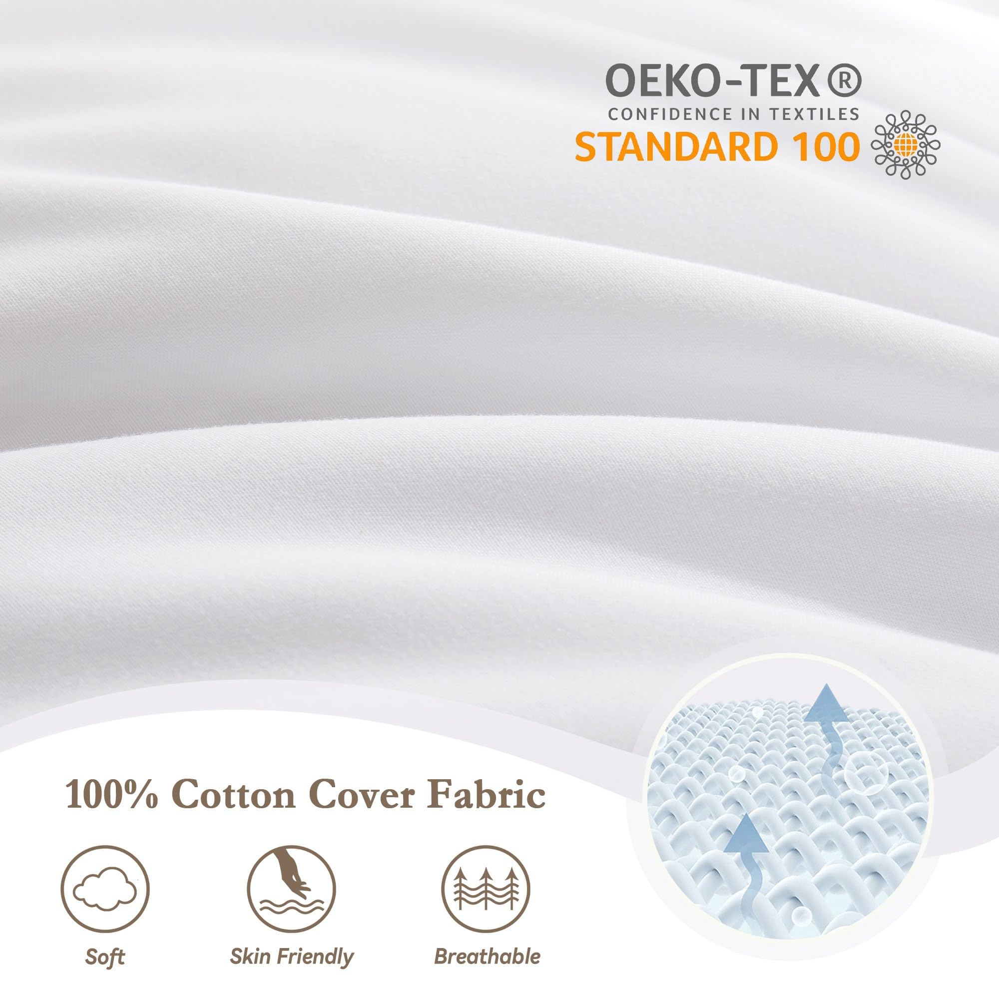 Puredown® 100% Cotton Feather Pillows Set of 2 - Standard Size Bed Pillows for Sleeping - Soft & Supportive for Side, Back & Stomach Sleepers - Perfect for Home, Hotel & Guest Room Use