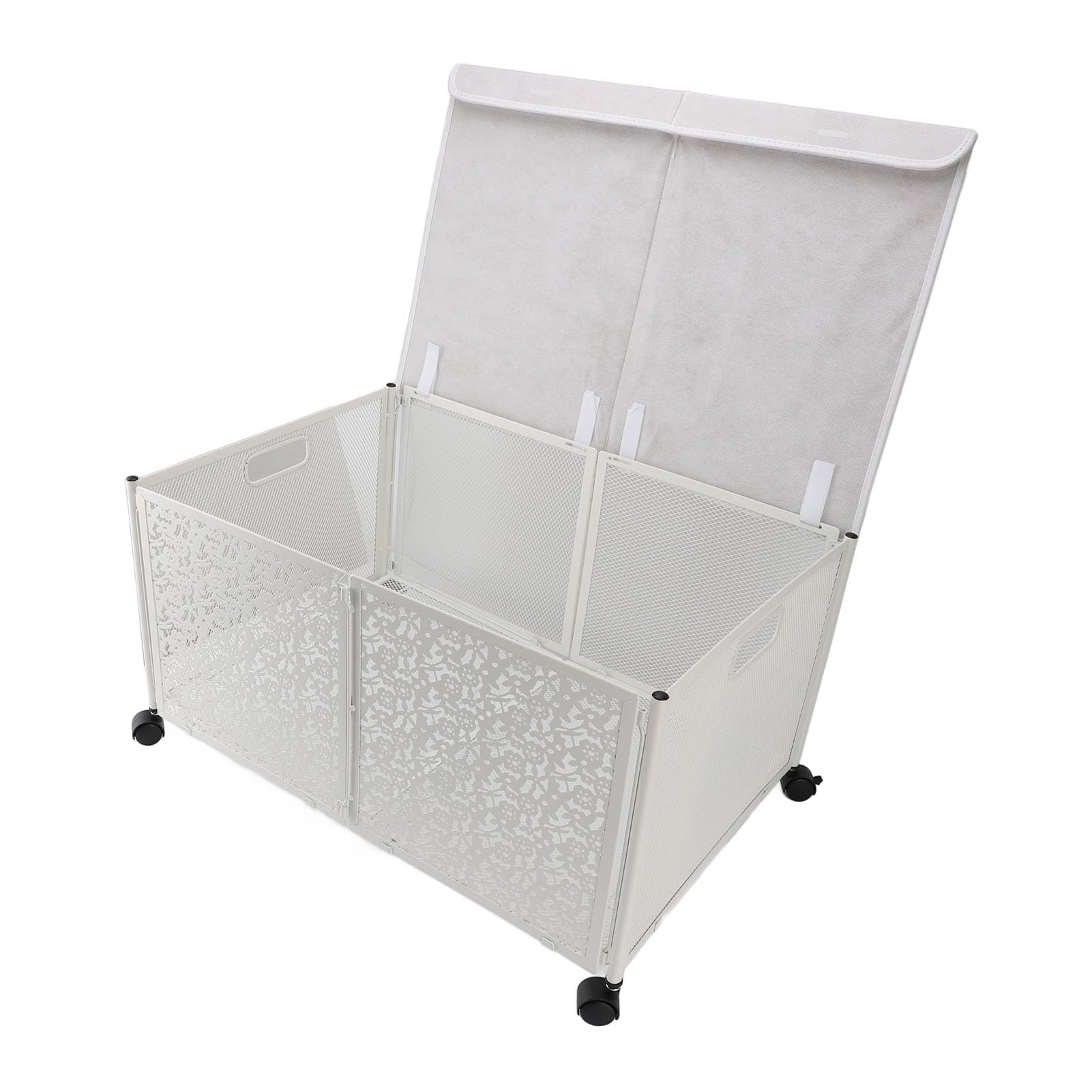 Foldable Toy Storage Box 70L Large Capacity - Dustproof Portable Metal Toy Organizer for Kids Playroom, Nursery, Living Room & Bedroom - Ideal for Organizing Toys, Books & Clothes (White)