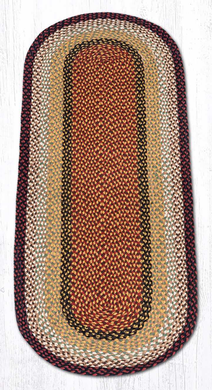 Earth Rugs Oval Area Rug 2' x 6' Burgundy Mustard - Soft Non-Slip Living Room Runner for Bedroom, Hallway & Office Decor