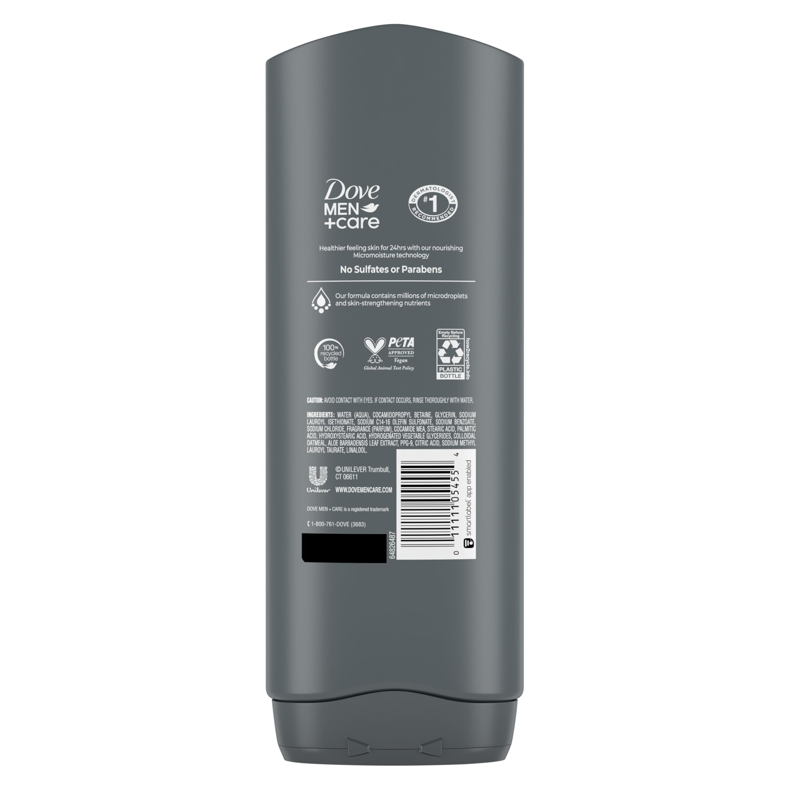 DOVE MEN + CARE Sensitive Skin Body & Face Wash - 4 Pack - Hydrating & Gentle Cleanser for Men with Dry or Sensitive Skin - Perfect for Daily Shower & Post-Workout Use