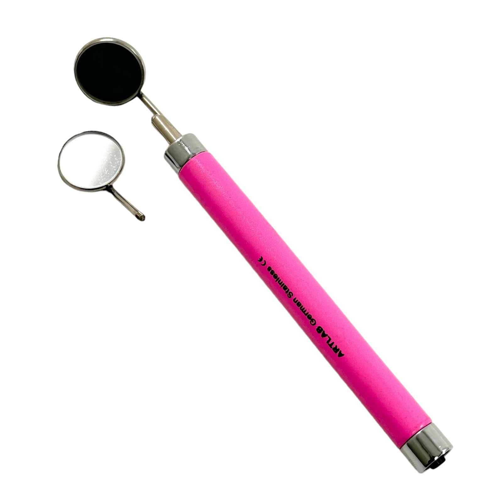 Pink Dental Examination Mirror with LED Light - #4 & #5 German Stainless Steel Teeth Inspection Tool for Dentists & Oral Care - Perfect for Dental Clinics, Home Use & Professional Teeth Cleaning
