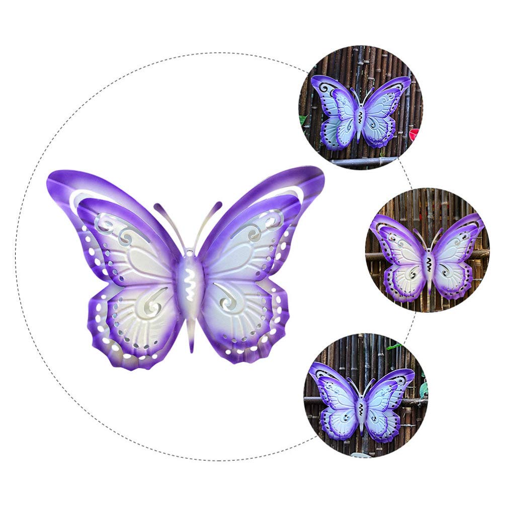 Handmade Wrought Iron Butterfly Wall Decor - Purple 3D Tree Garden Hanging Art for Home & Outdoor Decoration | Perfect for Living Room, Bedroom, Patio, and Garden Wall Accents