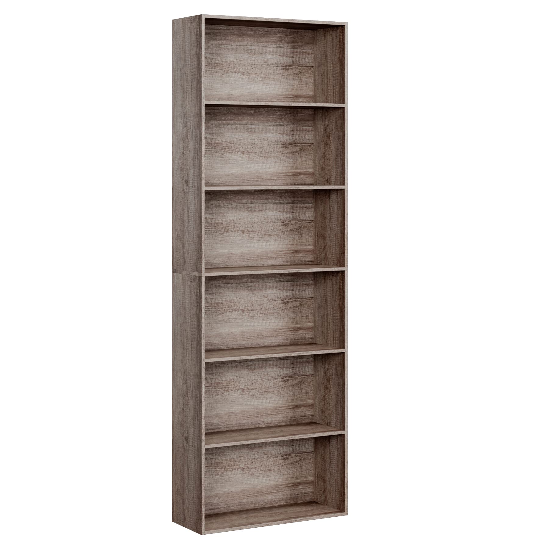 FOTOSOK 6-Tier Open Bookcase & Bookshelf - Freestanding Display Storage Shelf for Bedroom, Living Room & Office - Solid Oak Wood Shelving Unit - Perfect for Home Decor, Book Storage & Display Organizer