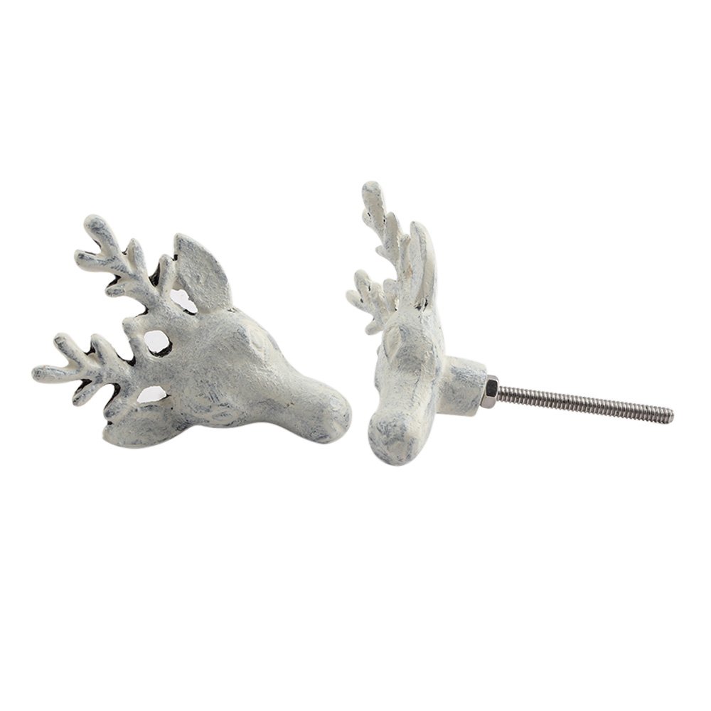 Vintage Deer Iron Drawer Knobs - 2-Piece Set for Kids Dresser & Kitchen Cabinets
