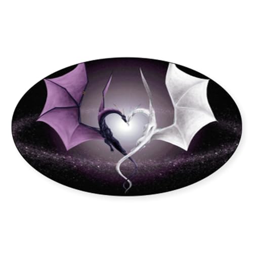 White - Dragon Love Oval Sticker