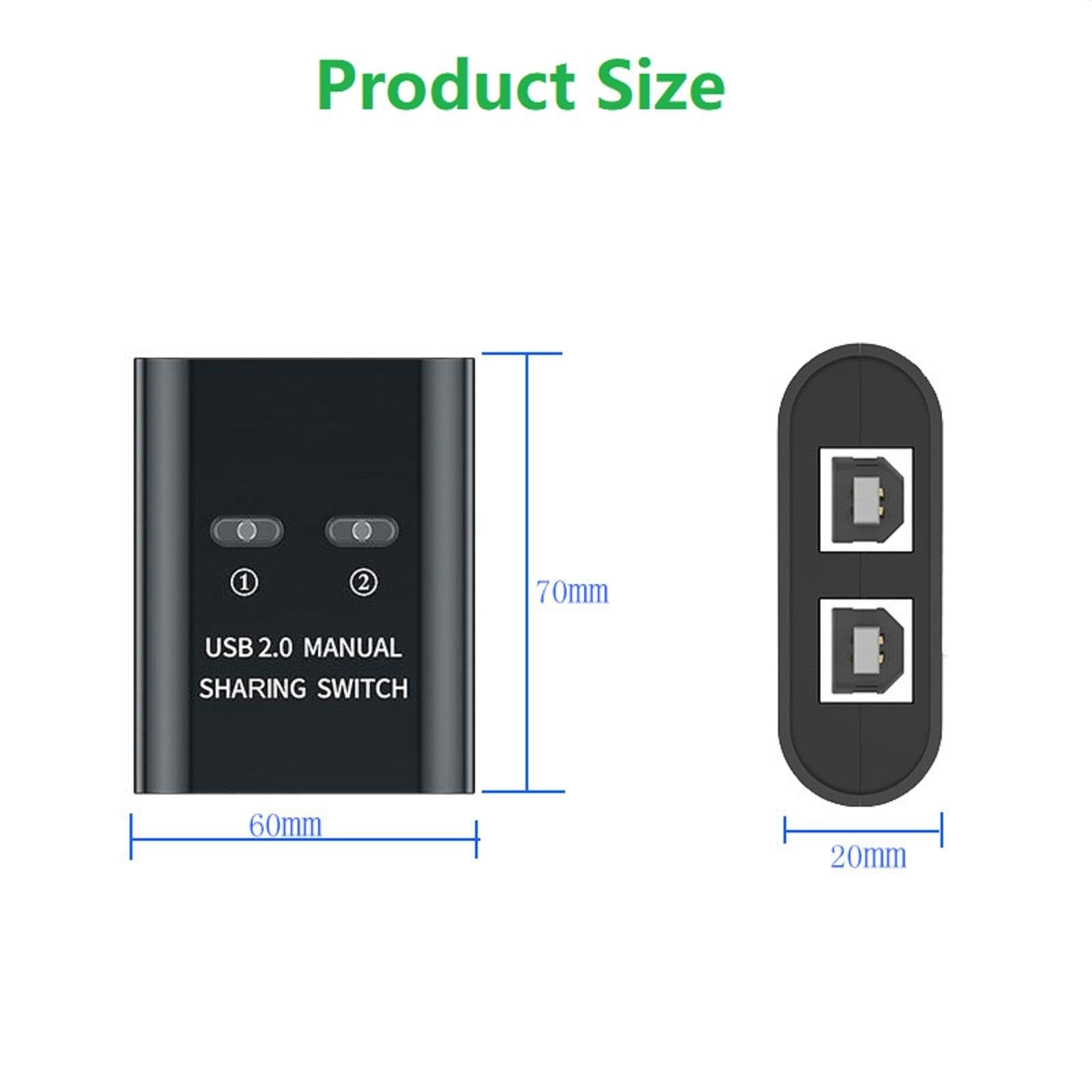 WANSUPYIN 2 Port USB 2.0 KVM Switch - 2 in 1 Out USB Switcher for PC, Laptop, Keyboard, Mouse, Printer & Scanner - Perfect for Home Office & Multi-Device Workspace Setup