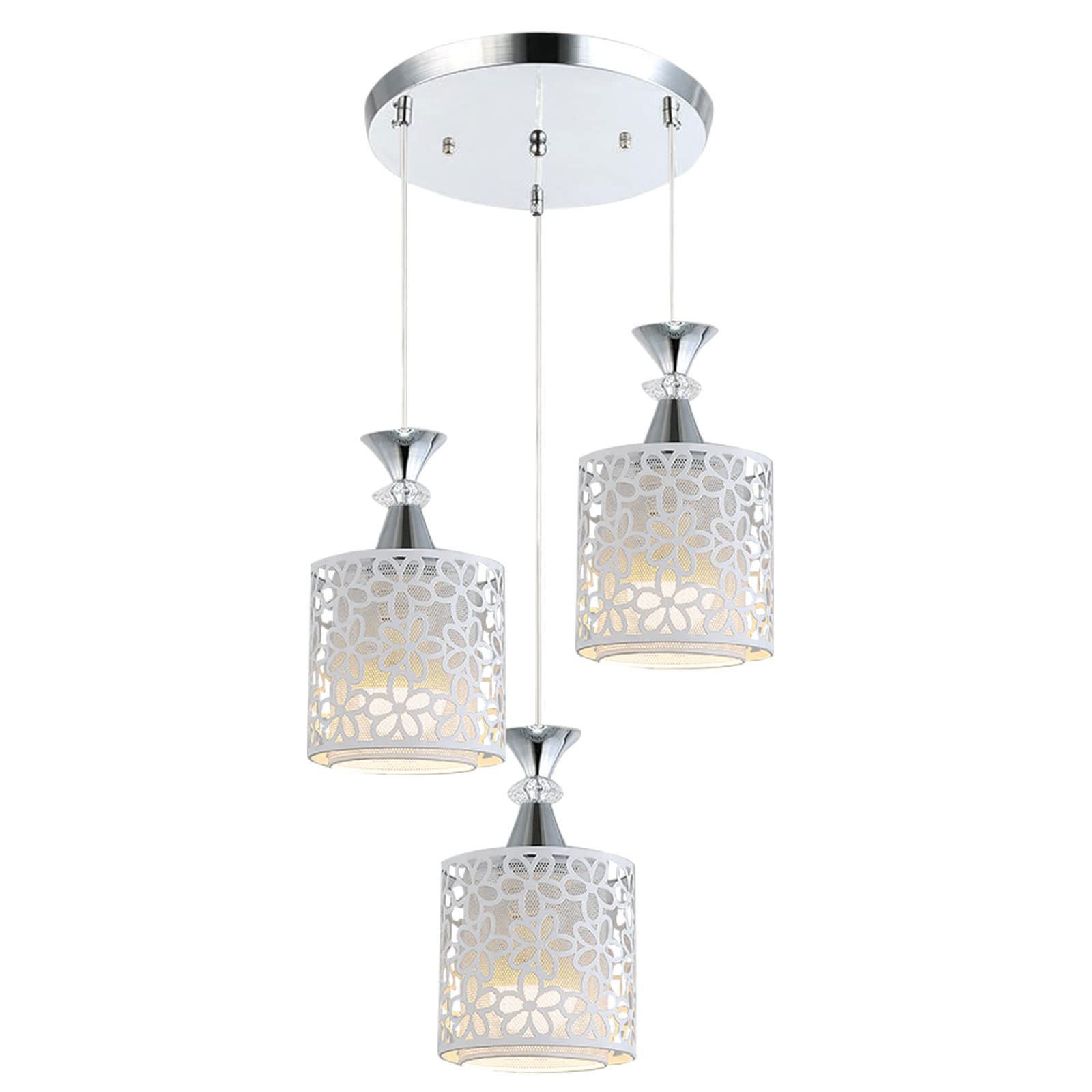 Modern 3-Light LED Pendant Lamp - White Floral Ceiling Light for Dining Room, Restaurant & Shop Decor | Energy-Efficient Hanging Chandelier for Home & Commercial Spaces