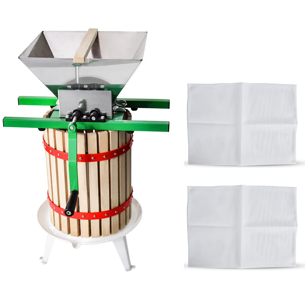 100% Natural Manual Fruit Wine Press & Crusher with Filter Bag - Apple, Grape & Berries Juice Maker for Home Kitchen | Perfect for Homemade Cider, Wine & Fresh Juice Making