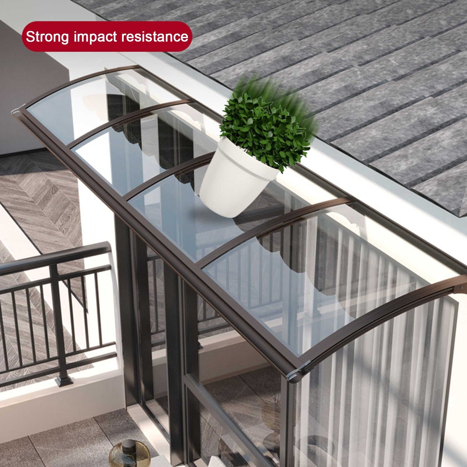 Premium Polycarbonate Window & Door Awning Canopy - 59x47in (150x120cm) Weatherproof Outdoor Cover for Patio, Entryway & Windows - Perfect for Sun Protection & Rain Shelter