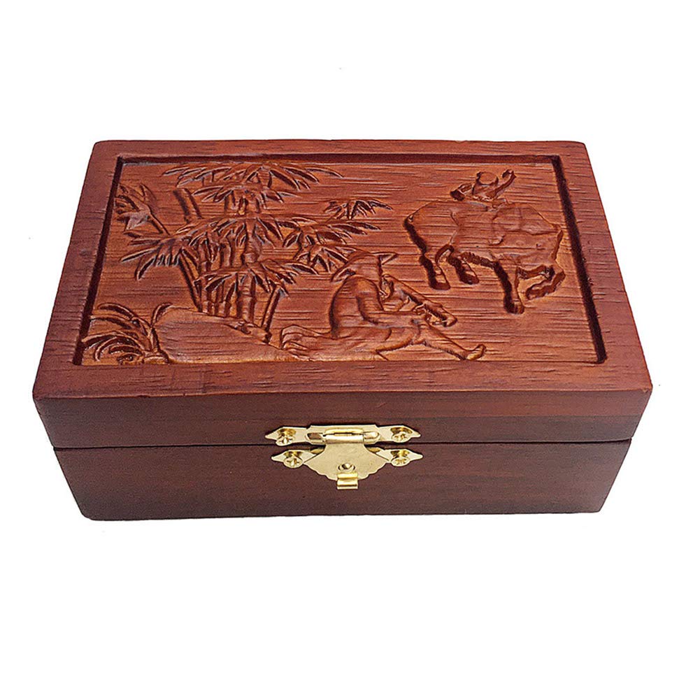 Vintage Wooden Jewelry Storage Box with Buckle - Hawaiian Style Embossed Trinket Organizer for Necklaces, Rings & Earrings - Perfect for Travel, Home Decor & Gift Giving