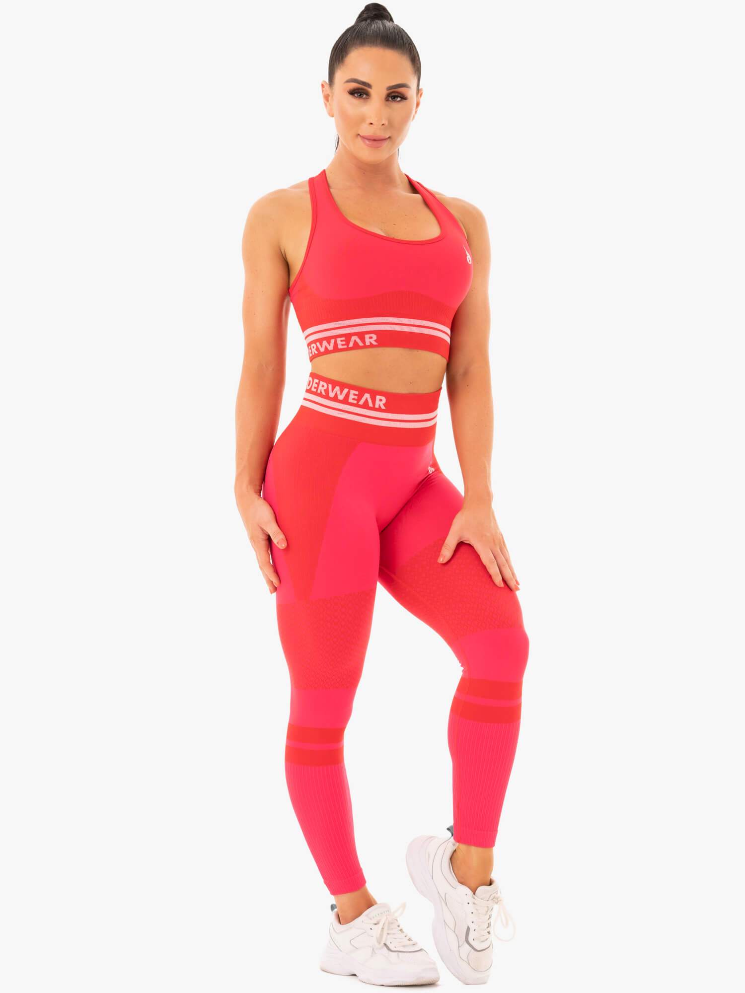Freestyle Seamless Longline Sports Bra for Women - High Support Workout Top - Red - Perfect for Yoga, Running & Gym
