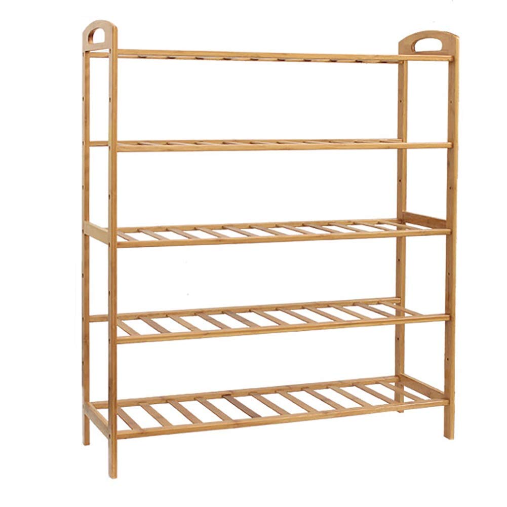 5-Tier Bamboo Shoe Rack with High Capacity - Free Standing Shoe Storage Cabinet Organizer for Entryway, Closet & Bedroom - Waterproof & Dustproof Multi-Functional Household Shelves