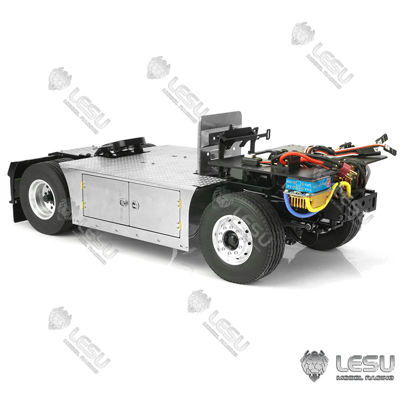 BEST SELLING LESU 1/14 Scale Metal 4x4 RC Truck Chassis Kit - Compatible with TAMIYA Tractor Trucks, Includes 27T Motor, ESC, Servo & LED Lights - Perfect for Off-Road RC Racing and Crawling Adventures