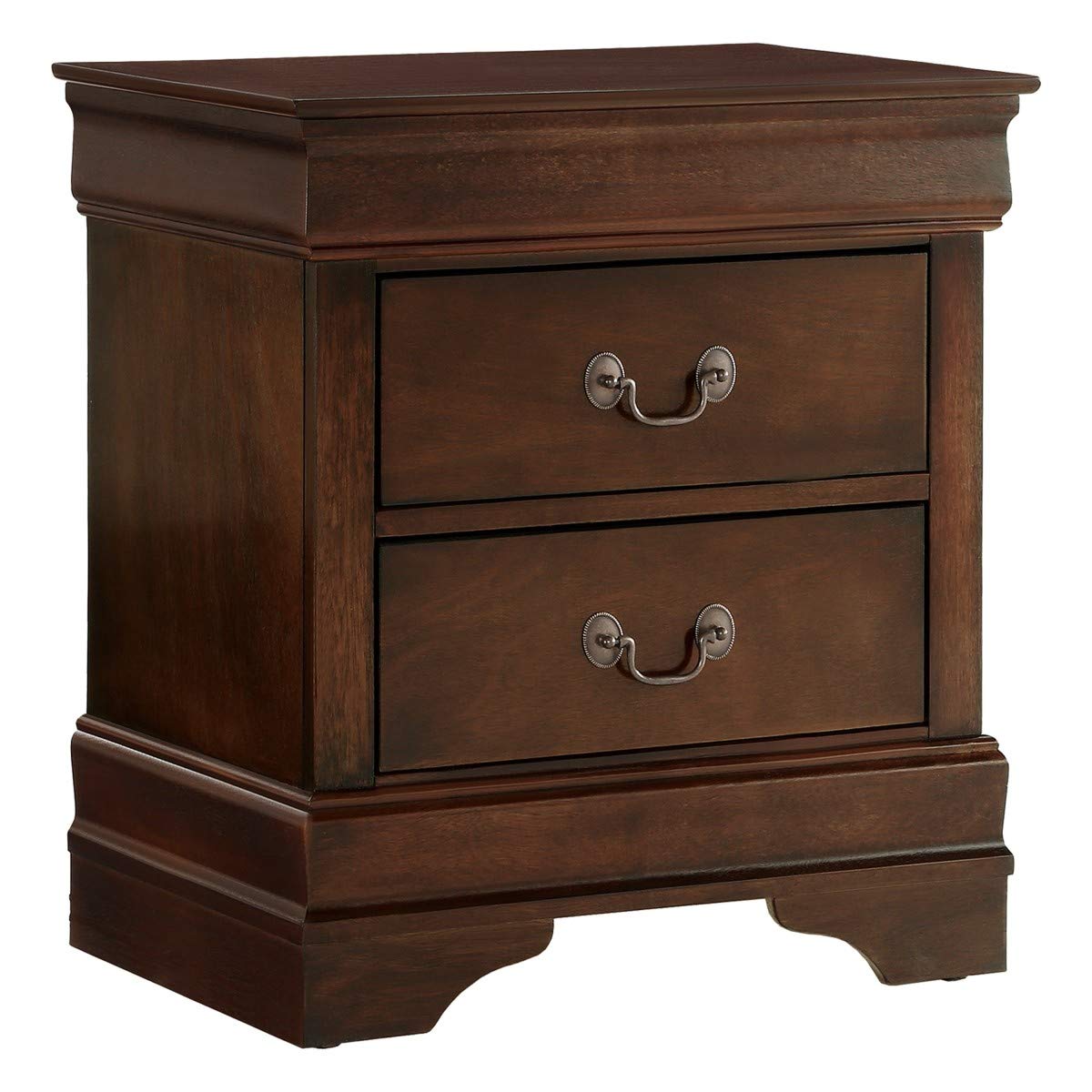 Homelegance Quincy 2-Drawer Nightstand in Cherry Finish - Stylish Bedside Table for Bedroom Decor with Storage Space