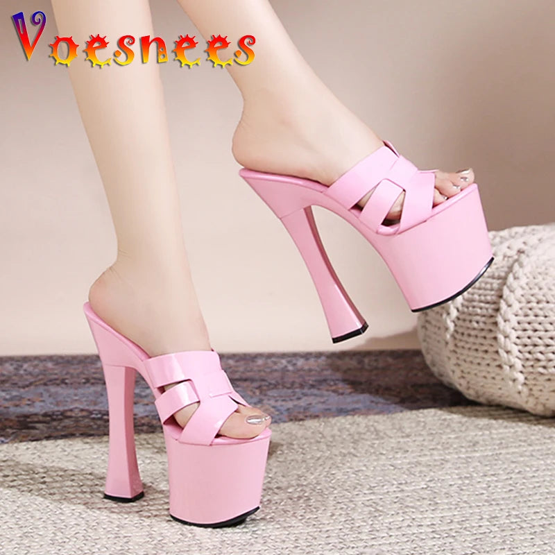 17.5CM High Heel Platform Sandals for Women - Sexy Thick Sole Party Pumps - Fashionable Summer Slippers for Europe & America - Perfect for Nightclub, Wedding & Evening Events