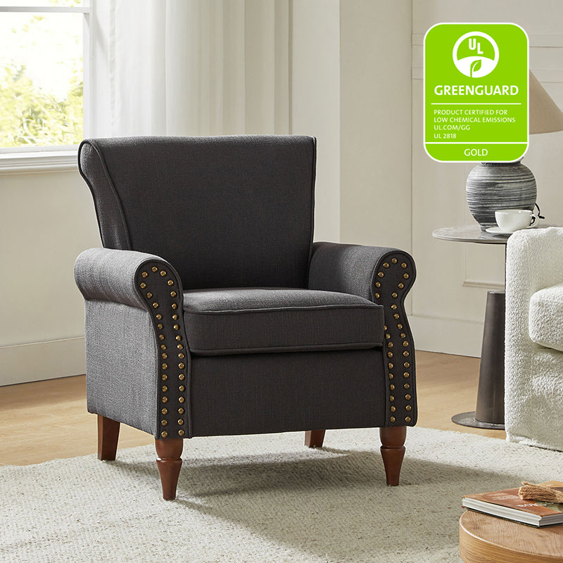 Hypanis Upholstered Armchair with Solid Wood Legs - Modern Living Room Accent Chair for Home, Office & Reading Nook - Comfortable Lounge Chair for Relaxing & Decor
