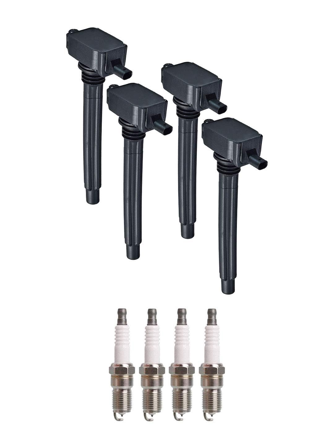 4-Pack ENA Ignition Coil Set with Platinum Spark Plugs - Compatible with Chrysler 200, Fiat 500X, Jeep Cherokee/Renegade/Compass, Dodge Dart/ProMaster 2.4L - Replaces UF751, UF754, 68242286AA, 0221504050, AP5325 - Perfect for Engine Tune-Ups & Performance Upgrades