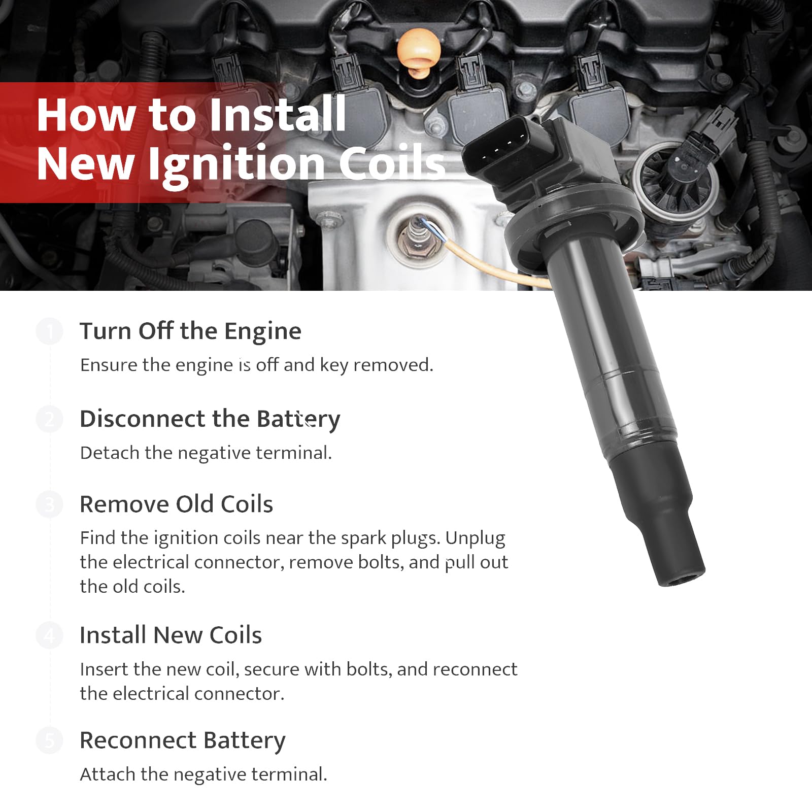 High Performance Ignition Coil Pack & Spark Plugs Set of 4 - Compatible with Scion xB xA, Toyota Echo, Prius C, Yaris 2001-2019 1.5L L4 Engine - Direct Replacement for UF316 - Improve Engine Power & Fuel Efficiency - Perfect for Daily Commuting & City Driving