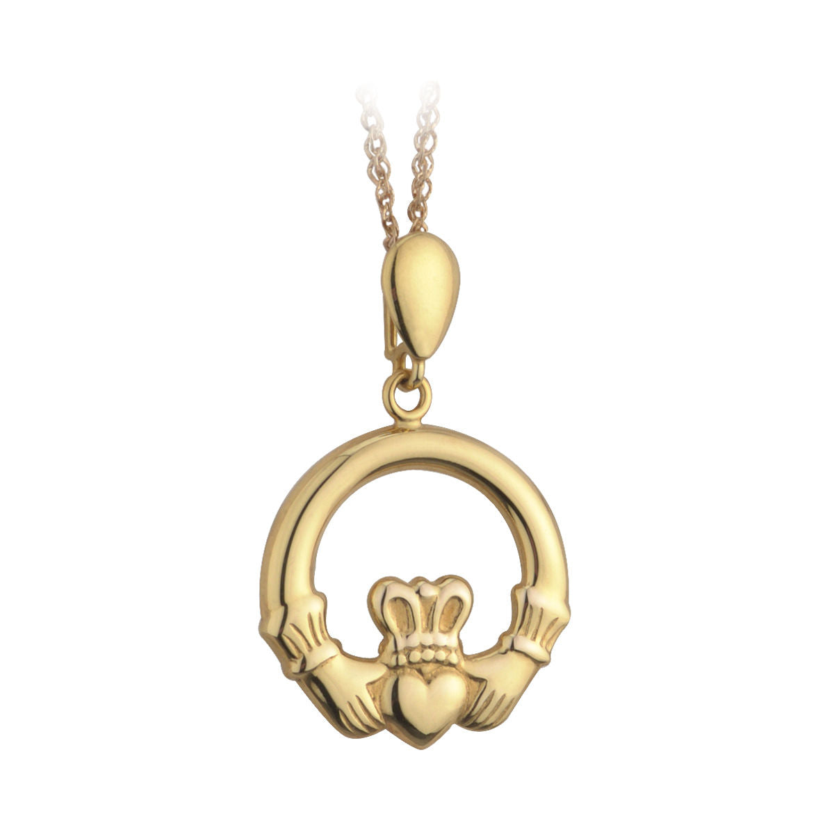 9K Gold Claddagh Pendant Necklace for Women - Irish Love Friendship Loyalty Charm Jewelry Gift for Her - Perfect for St. Patrick's Day, Anniversary & Valentine's Day