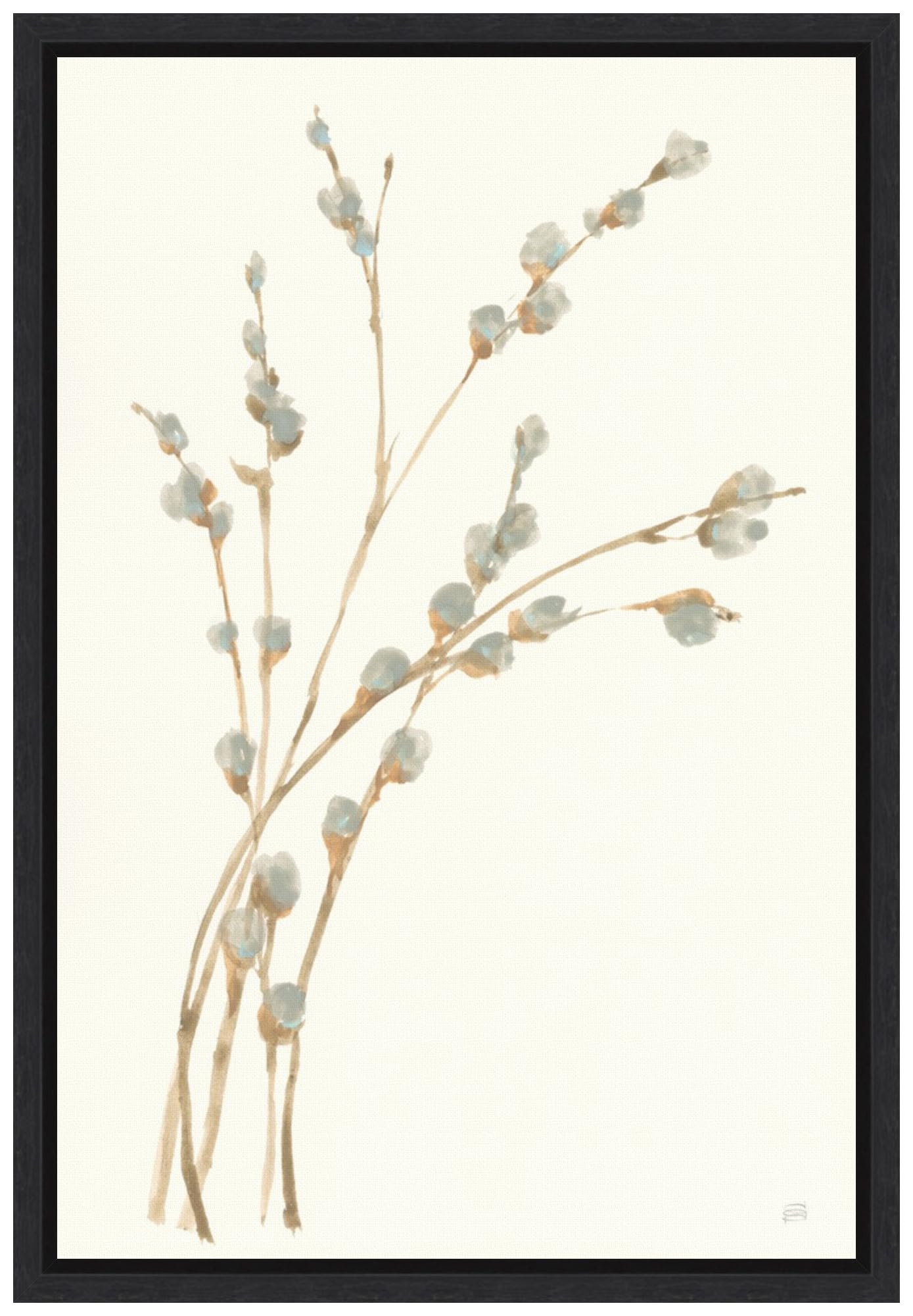 Amanti Art Framed Canvas Wall Art - 23x16 Pussy Willows II by Chris Paschke | Modern Still Life Painting | Ready-to-Hang Framed Wall Decor for Living Room, Bedroom, Bathroom | Perfect for Home, Office & Gift Giving