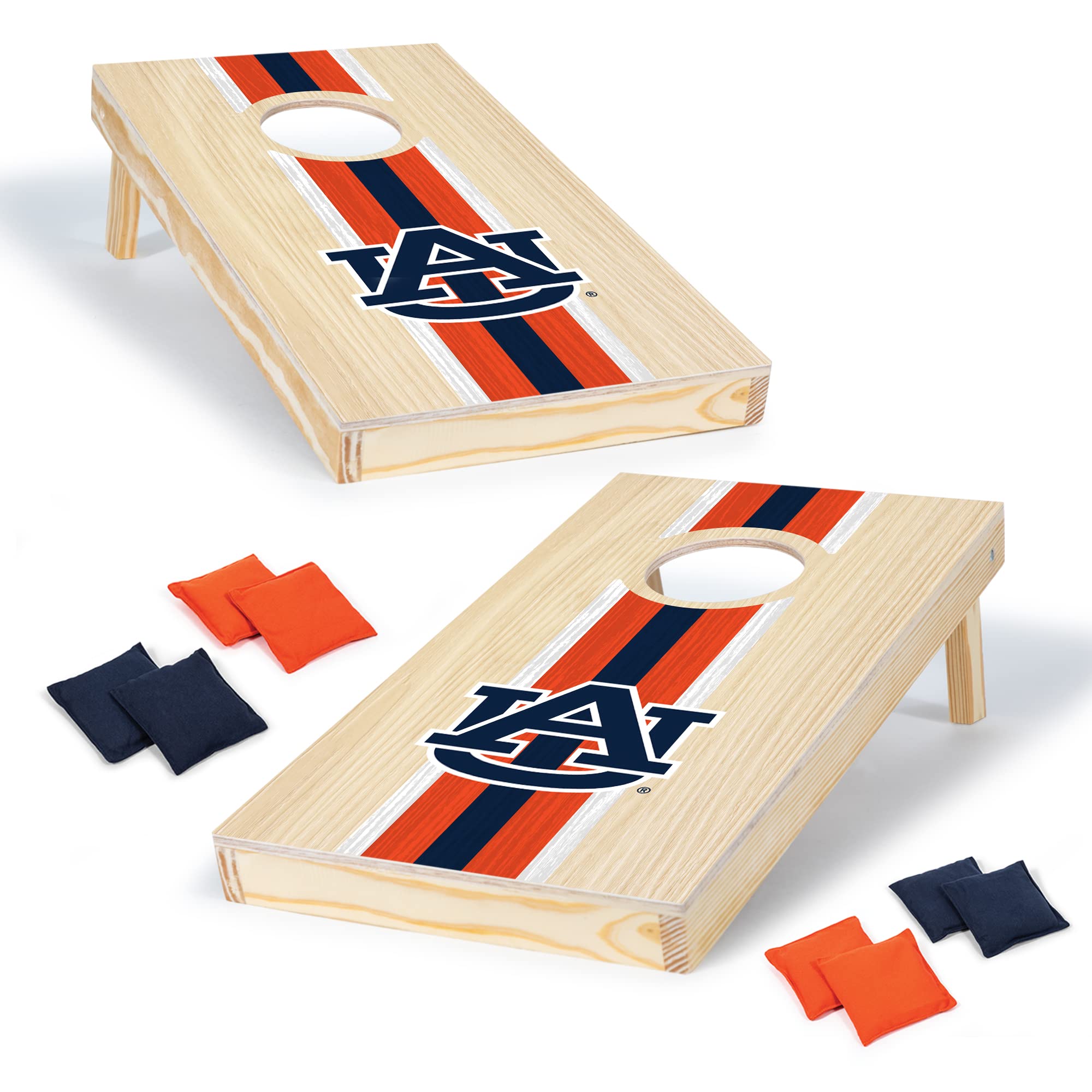 Auburn Tigers 1' x 2' Portable Cornhole Game Set - Solid Wood Construction with HD Team Logo - Perfect for Tailgating, Backyard BBQs, and Outdoor Parties - Great Gift for Sports Fans & Family Game Nights
