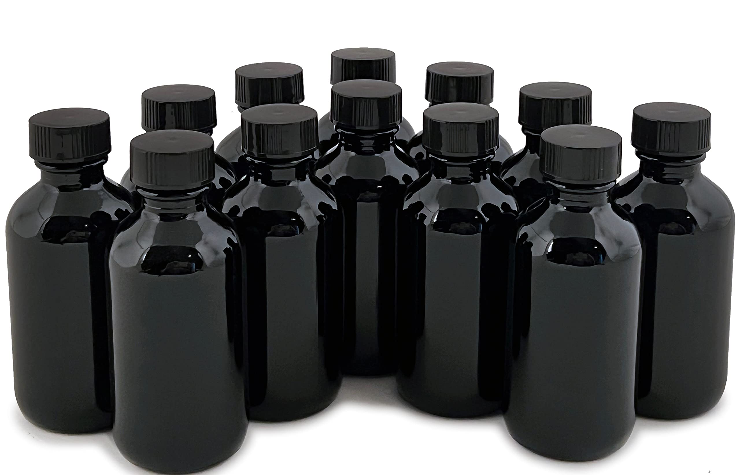 Vivaplex 12-Pack 2 oz Black Glass Bottles with Lids - Perfect for Essential Oils, DIY Beauty Products & Travel-Sized Containers