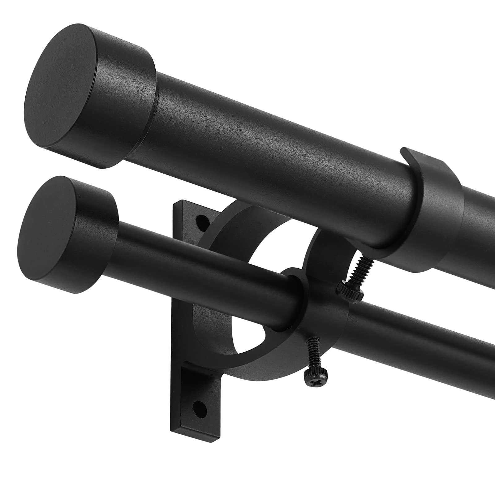 Matte Black Adjustable Double Curtain Rod 36-72 Inches (3-6 Feet) - 1
