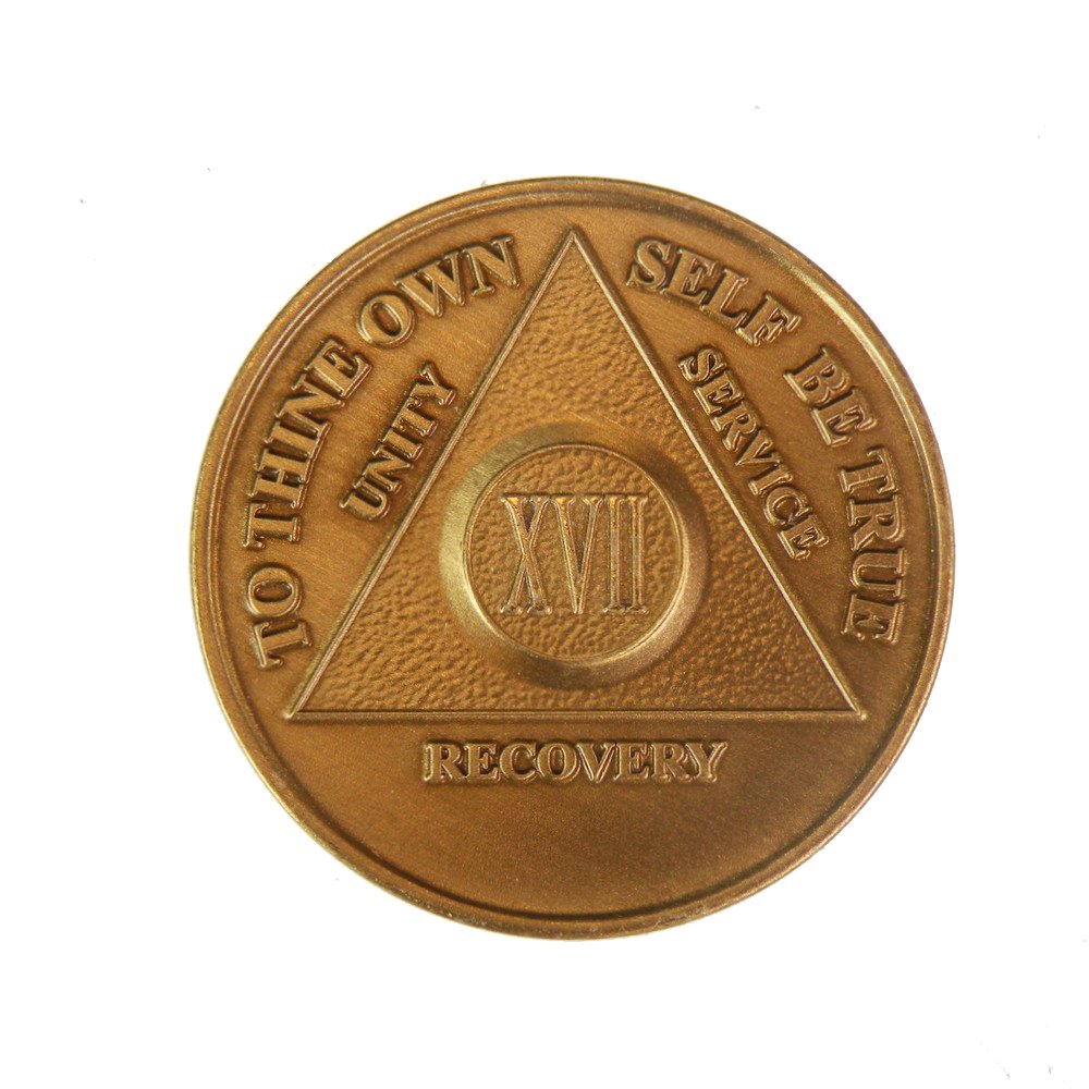 17 Year Bronze AA Sobriety Medallion - Alcoholics Anonymous Recovery Coin for Anniversary, Birthday & Milestone Celebrations - Inspirational Gift for Sobriety Journey