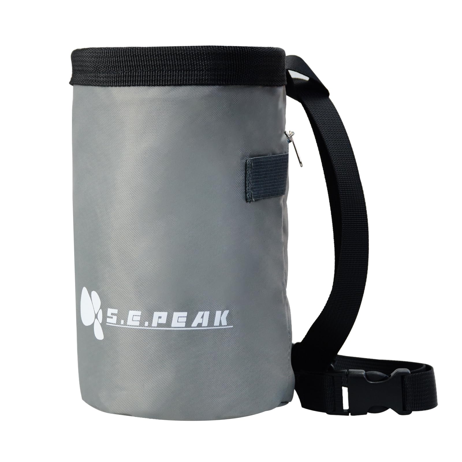 **Premium Rock Climbing Chalk Bag with Zippered Pocket & Drawstring Closure - Ideal for Climbing, Weightlifting, Gymnastics & Workouts (Gray)**    *Perfect for outdoor adventures, gym sessions, and intense training routines.*