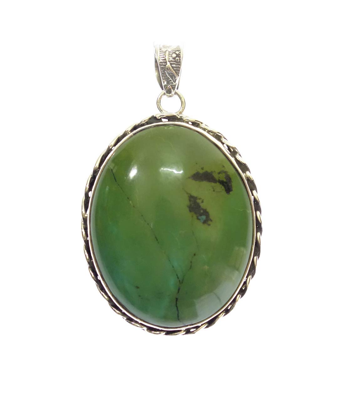 925 Sterling Silver Pendant for Women - Natural Green Tibetan Turquoise Gemstone Necklace, Handmade Boho Jewelry for Everyday Wear & Special Occasions