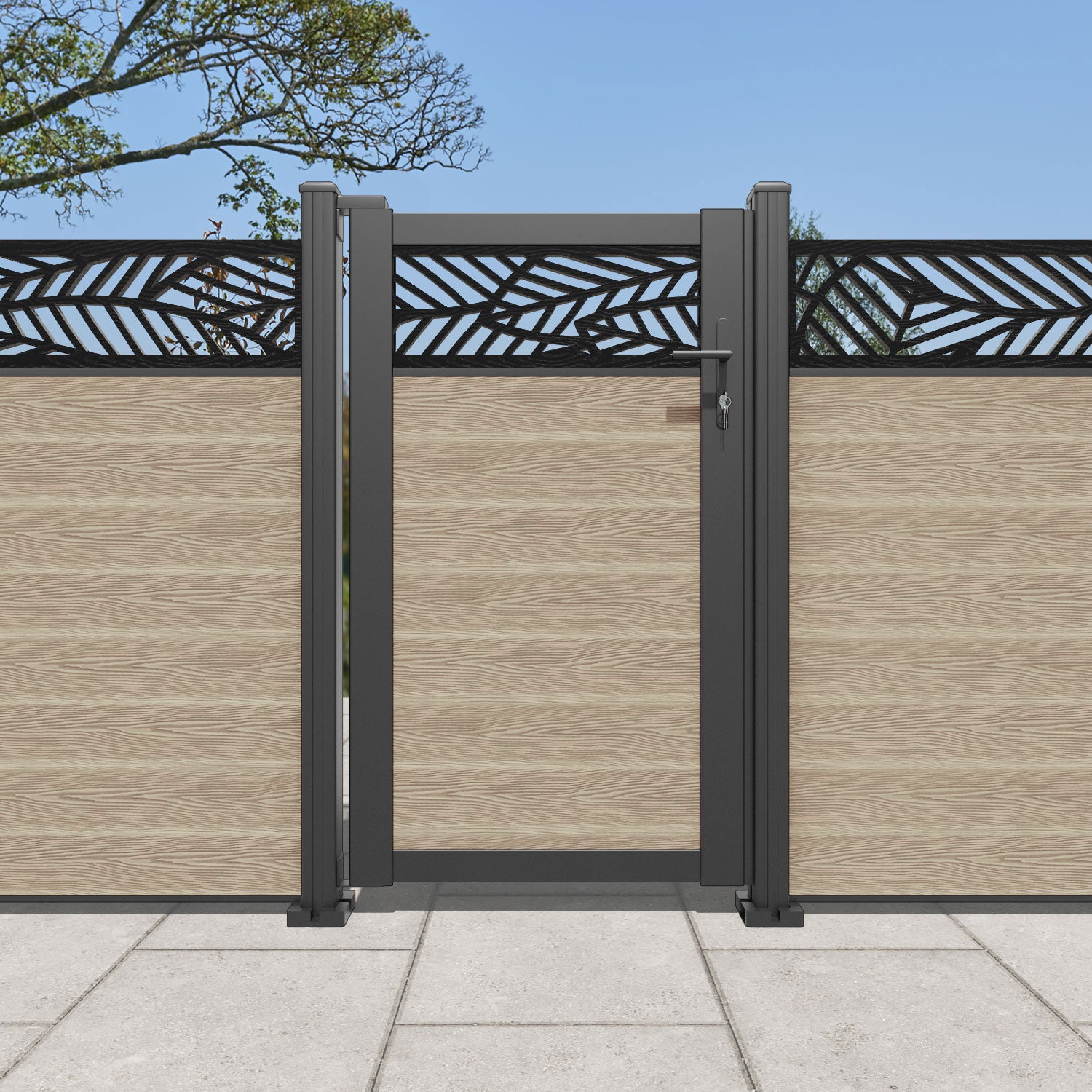 Classic Habitat Light Oak Pedestrian Gate - Durable Wooden Garden Gate for Backyard, Fence, and Driveway Entrance