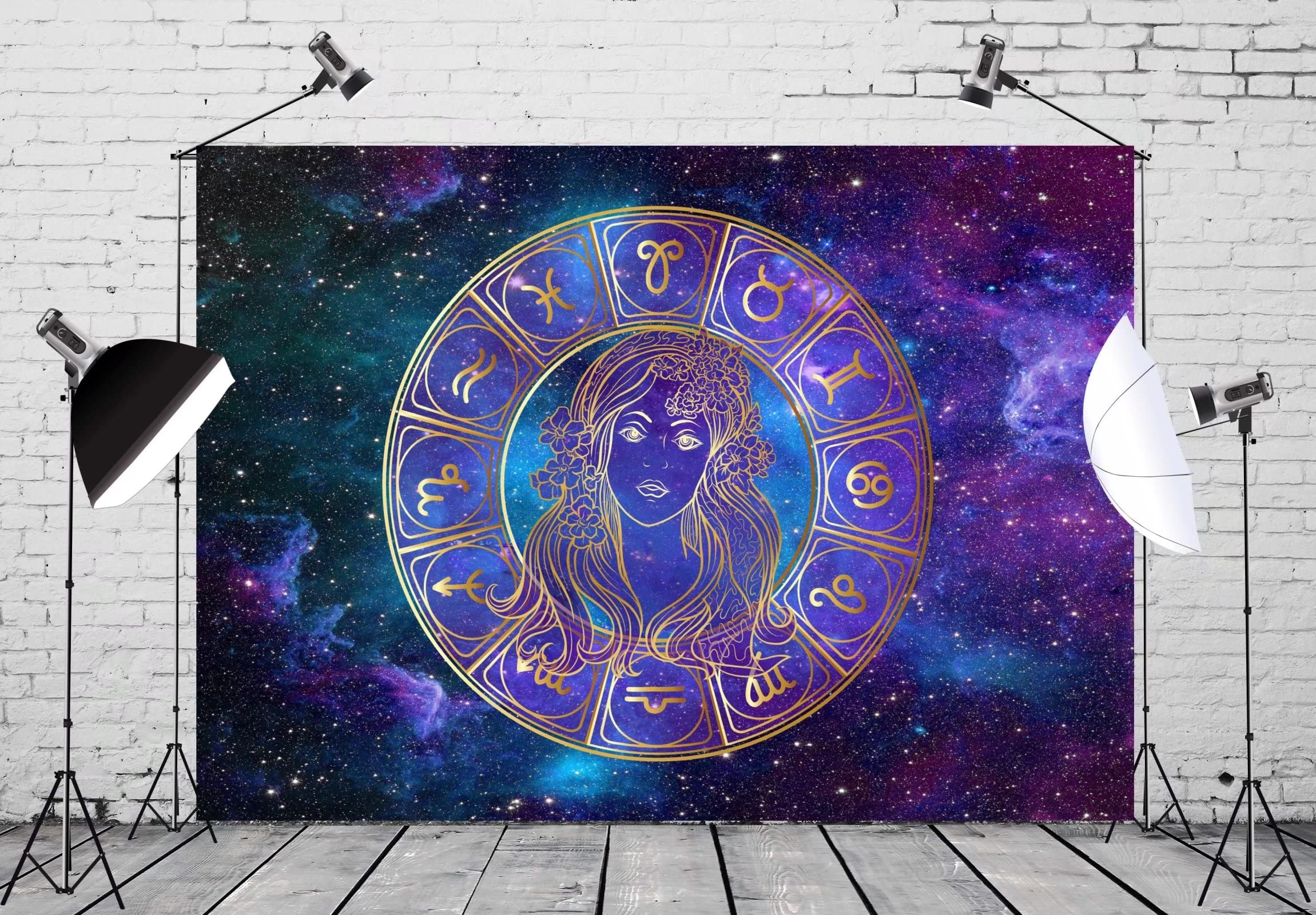 8x6ft Virgo Constellation Galaxy Backdrop - Glow in The Dark Zodiac Tapestry for Tarot Parties, Science Birthday Decor & Photo Booth Props | Perfect for Teens, Adults & Studio Photography