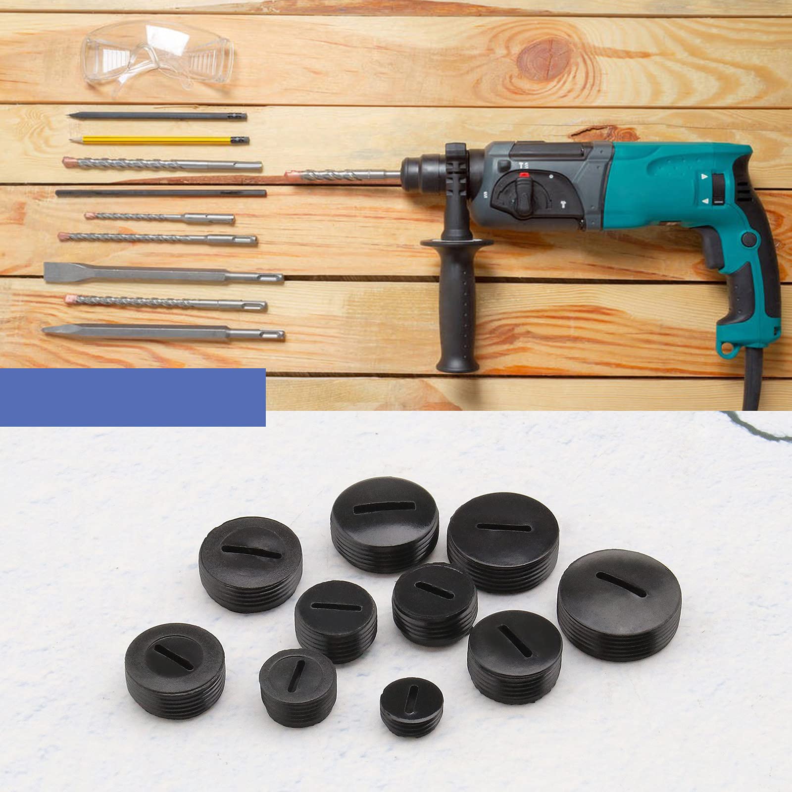 50pcs Black Carbon Brush Replacement Set with Slotted Connector (10mm-20mm Multi Diameter) for Hammer Grinder & Power Tools - Perfect for DIY Repairs & Professional Maintenance