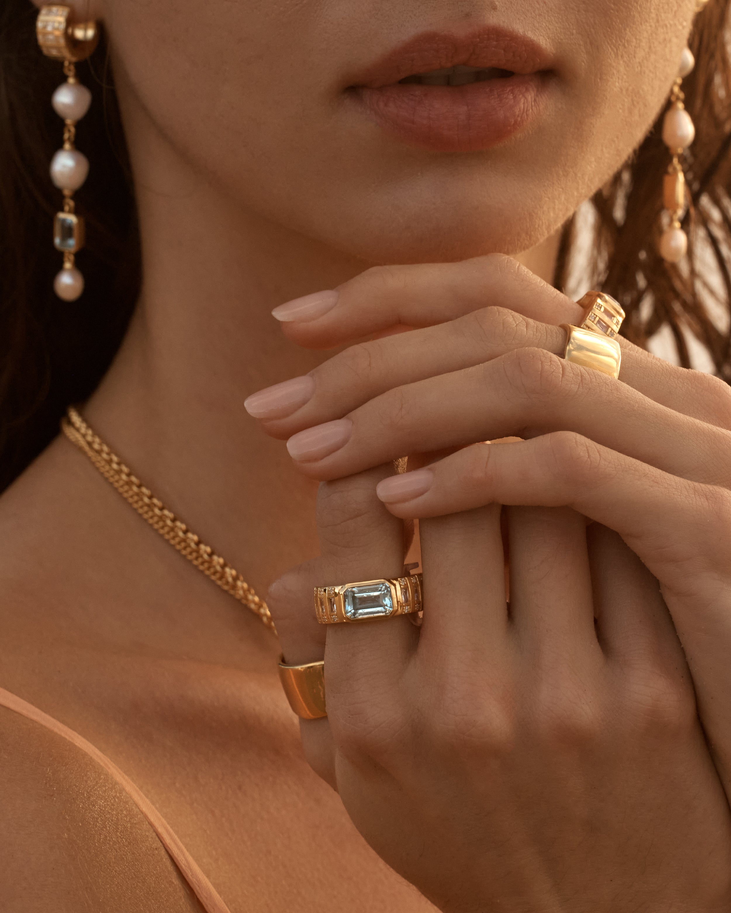 18K Gold Vermeil Calm Your Soul Blue Topaz Ring - Elegant Jewelry for Women, Perfect Gift for Birthday, Anniversary & Special Occasions