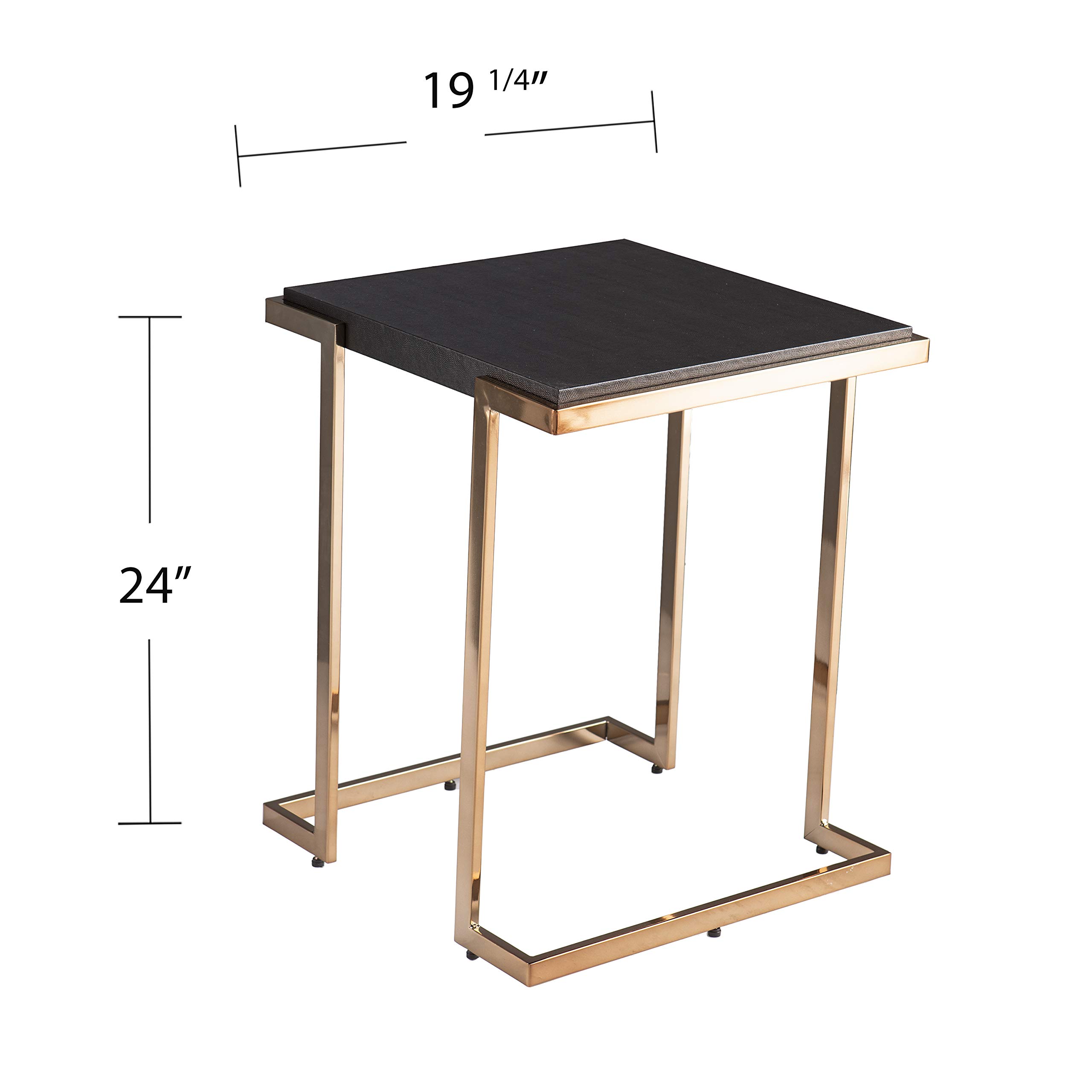 SEI Furniture Barcia Side Table - Black & Champagne Finish, Modern Nightstand for Bedroom, Living Room, or Office - Compact End Table with Sturdy Metal Frame
