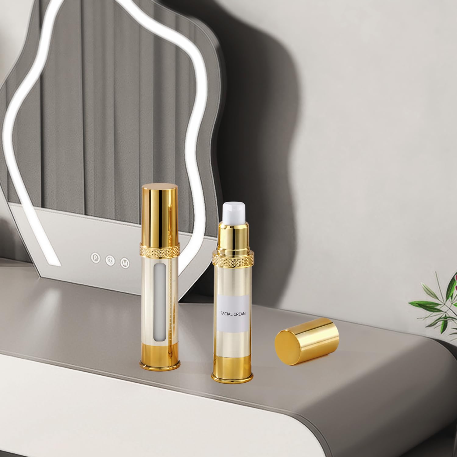 0.7 oz Airless Cosmetic Pump Bottles (20ml, Pack of 5) - Refillable Travel Toiletry Containers with Bonus Cosmetic Bag | Perfect for Skincare, Lotion, Serum & Makeup Storage On-The-Go