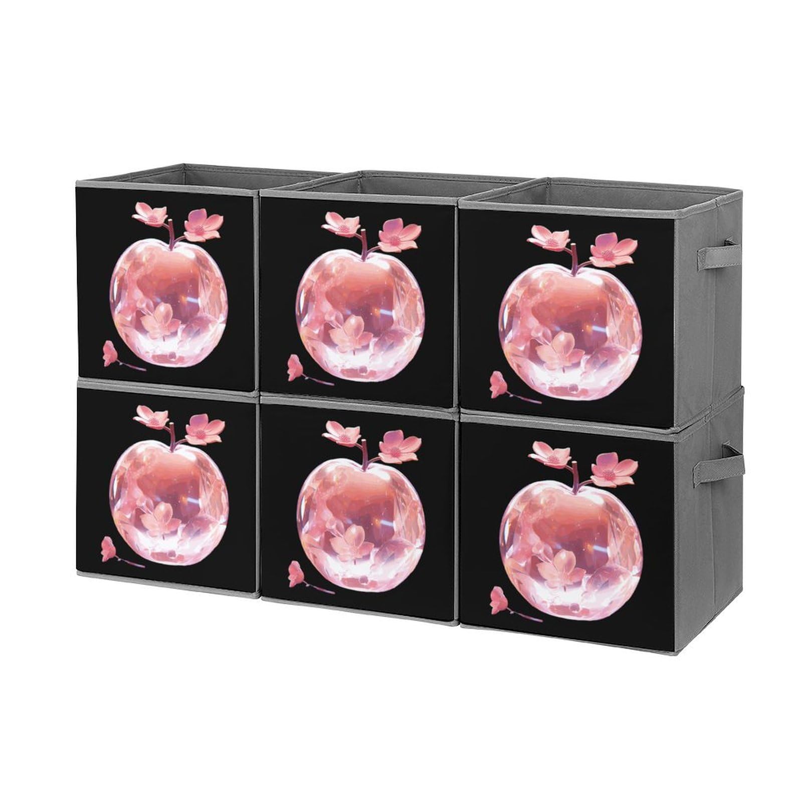 6-Pack Crystal Clear Foldable Storage Cubes with Handles - Square Organizer Bins for Closet, Nursery, Office & Home Organization - Space Saving Storage Baskets for Toys, Books & Clothes
