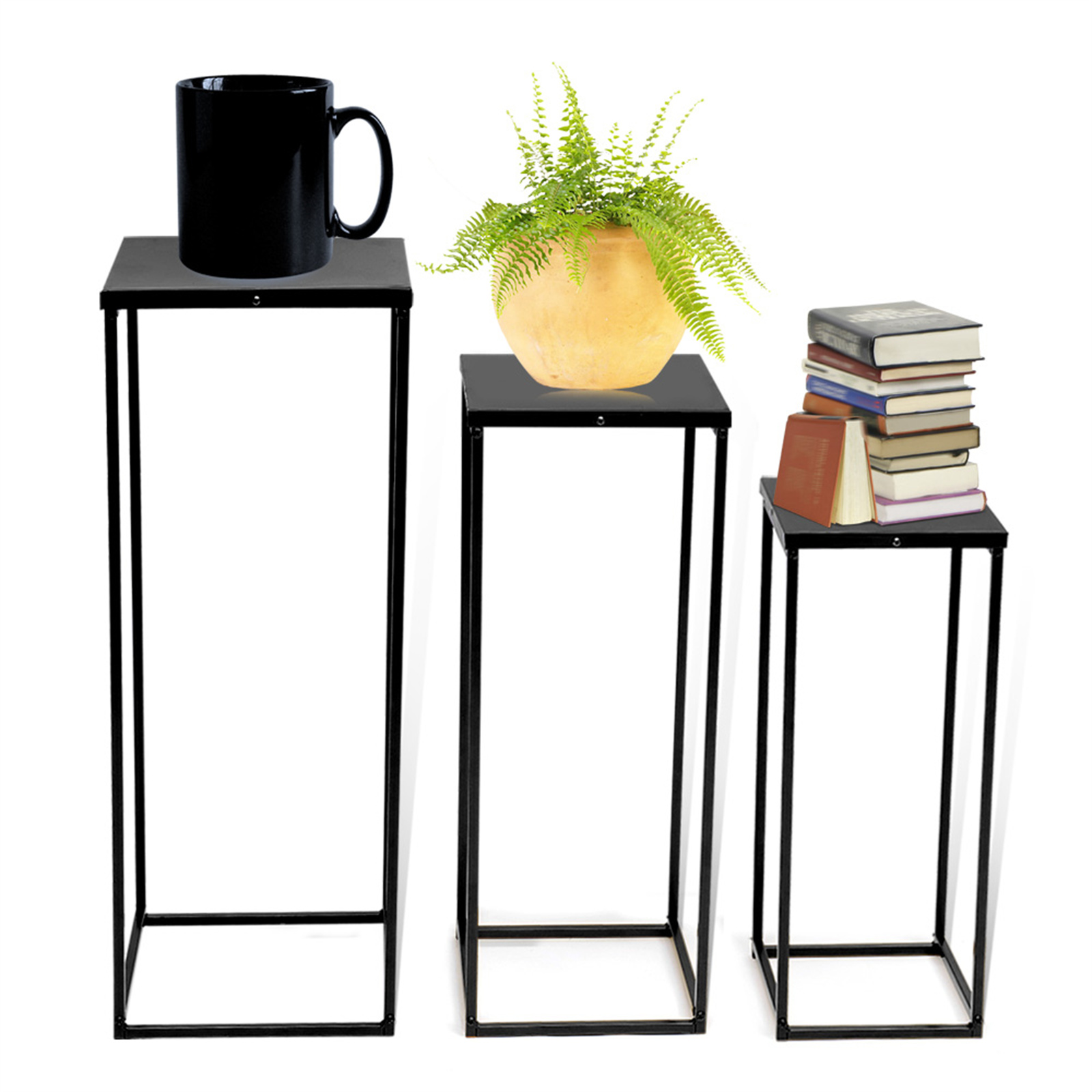 3-Piece Black Metal Flower Stand Set for Wedding Table Centerpieces - Geometric Flower Vase Holder for Home Decor, Party & Event Decorations - Perfect for Wedding Receptions, Bridal Showers, and Anniversary Celebrations