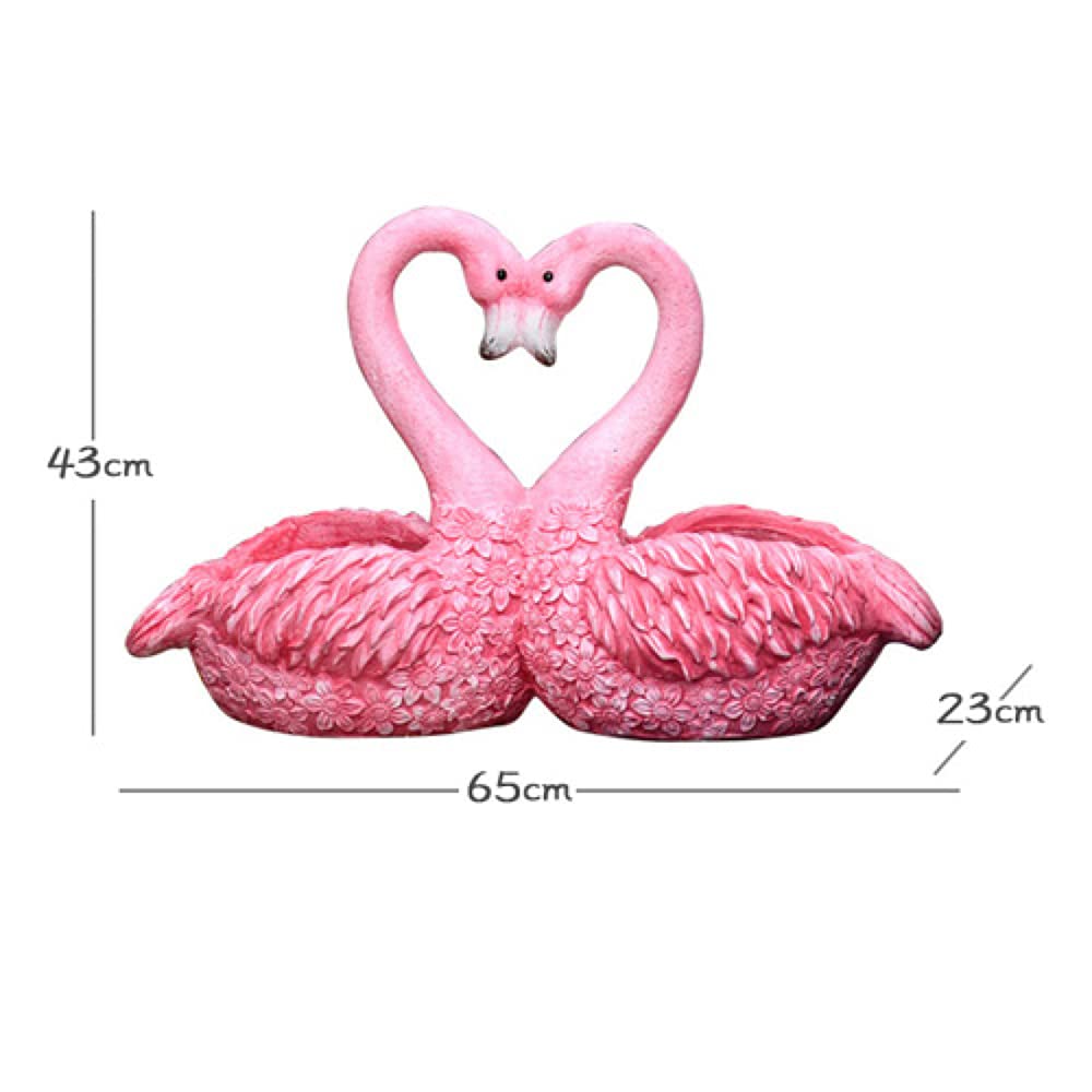 Pink Resin Flamingo Planter Statue with Drainage Hole - Decorative Indoor/Outdoor Garden Pot for Patio, Lawn & Home Decor - Perfect for Couples Gift & Tropical Theme Gardens